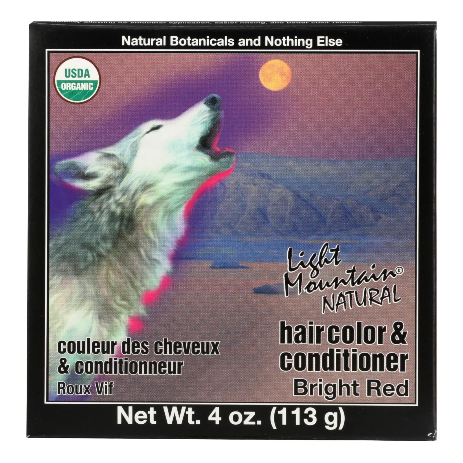 Tinte orgánico para cabello rojo brillante Light Mountain - 4 oz. 