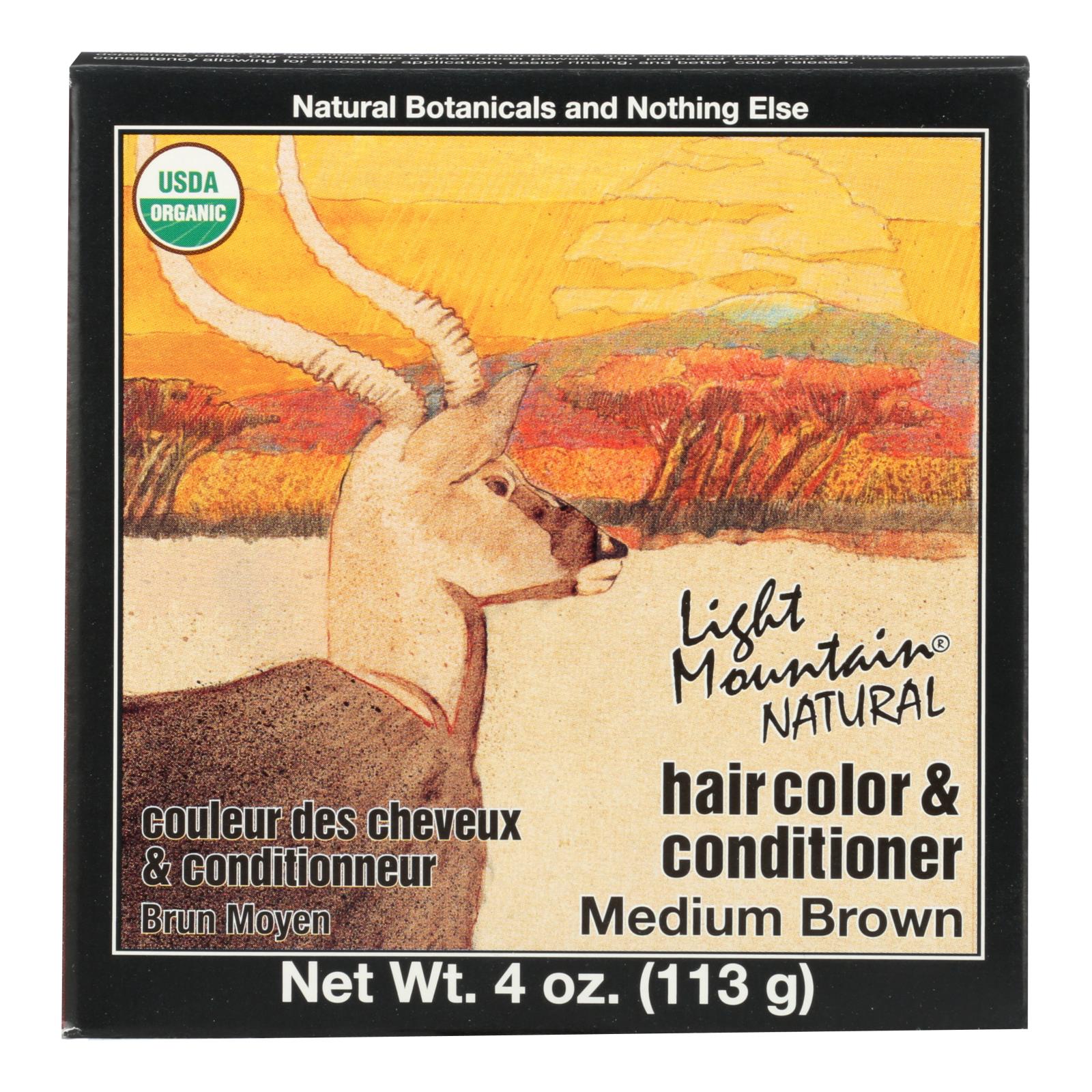 Tinte y acondicionador orgánico Light Mountain para cabello castaño medio (paquete de 4)