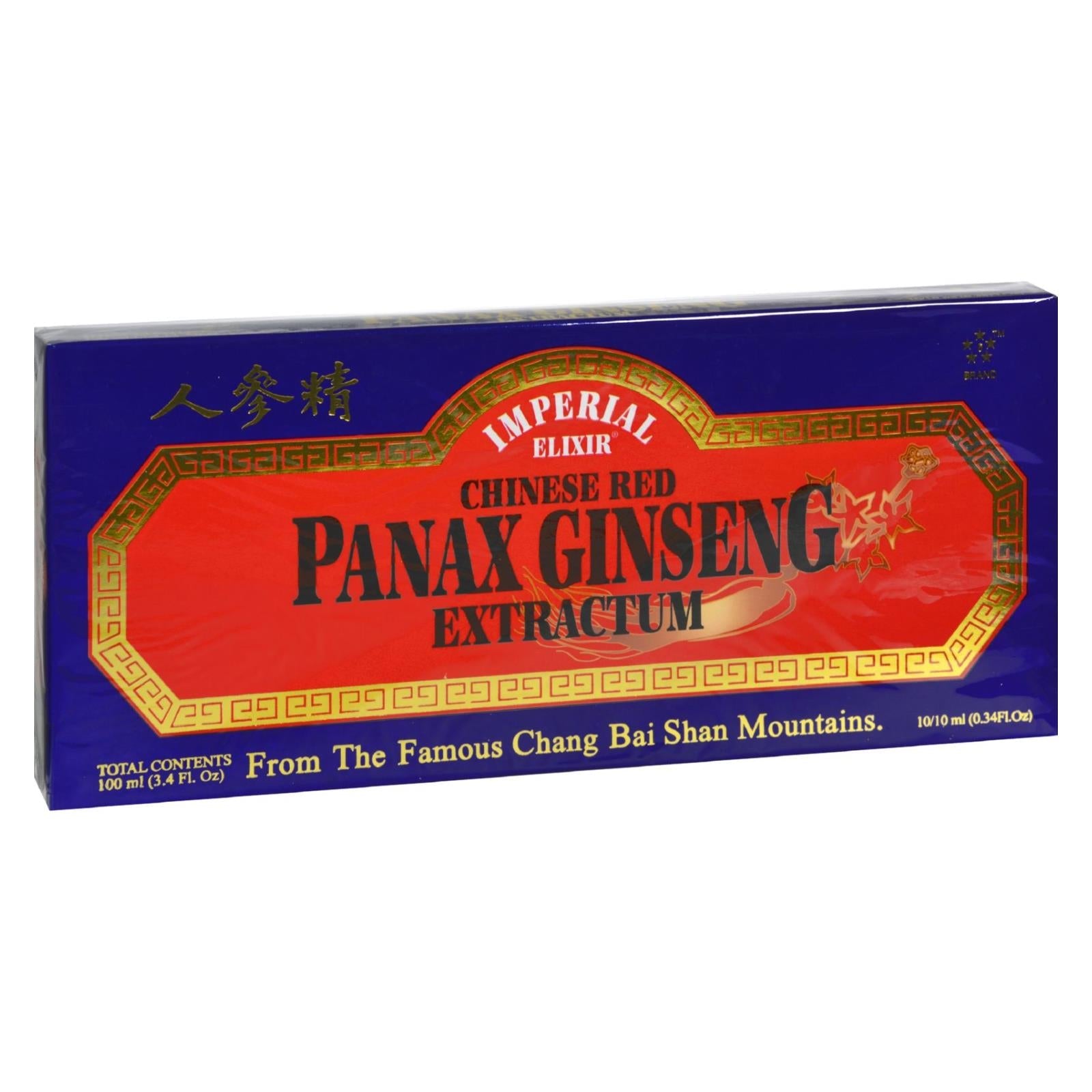 Extracto líquido puro de ginseng rojo chino Imperial Elixir, 10 ml (paquete de 10 botellas)