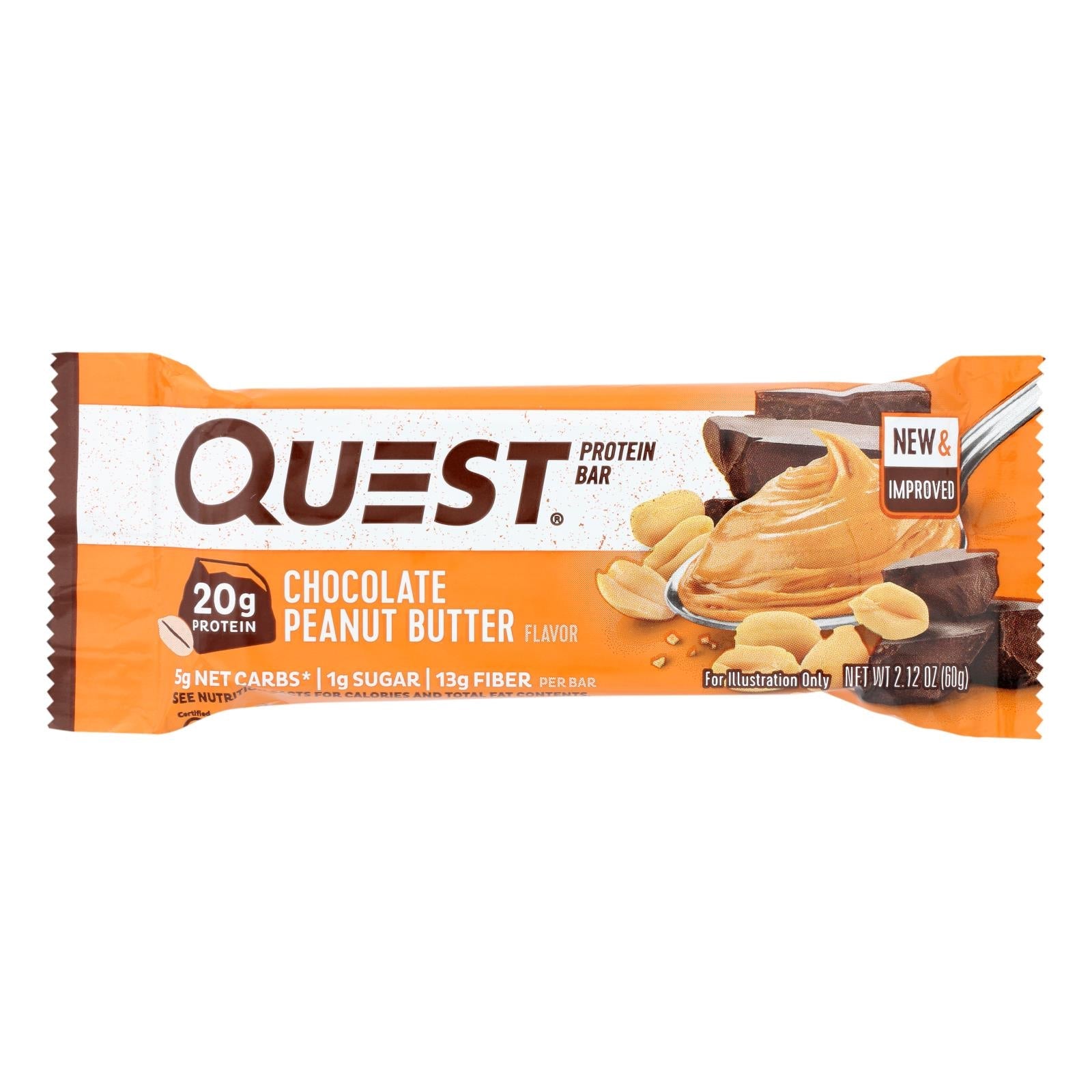 Barra Quest - Chocolate con mantequilla de maní (paquete de 12) - 2.12 oz