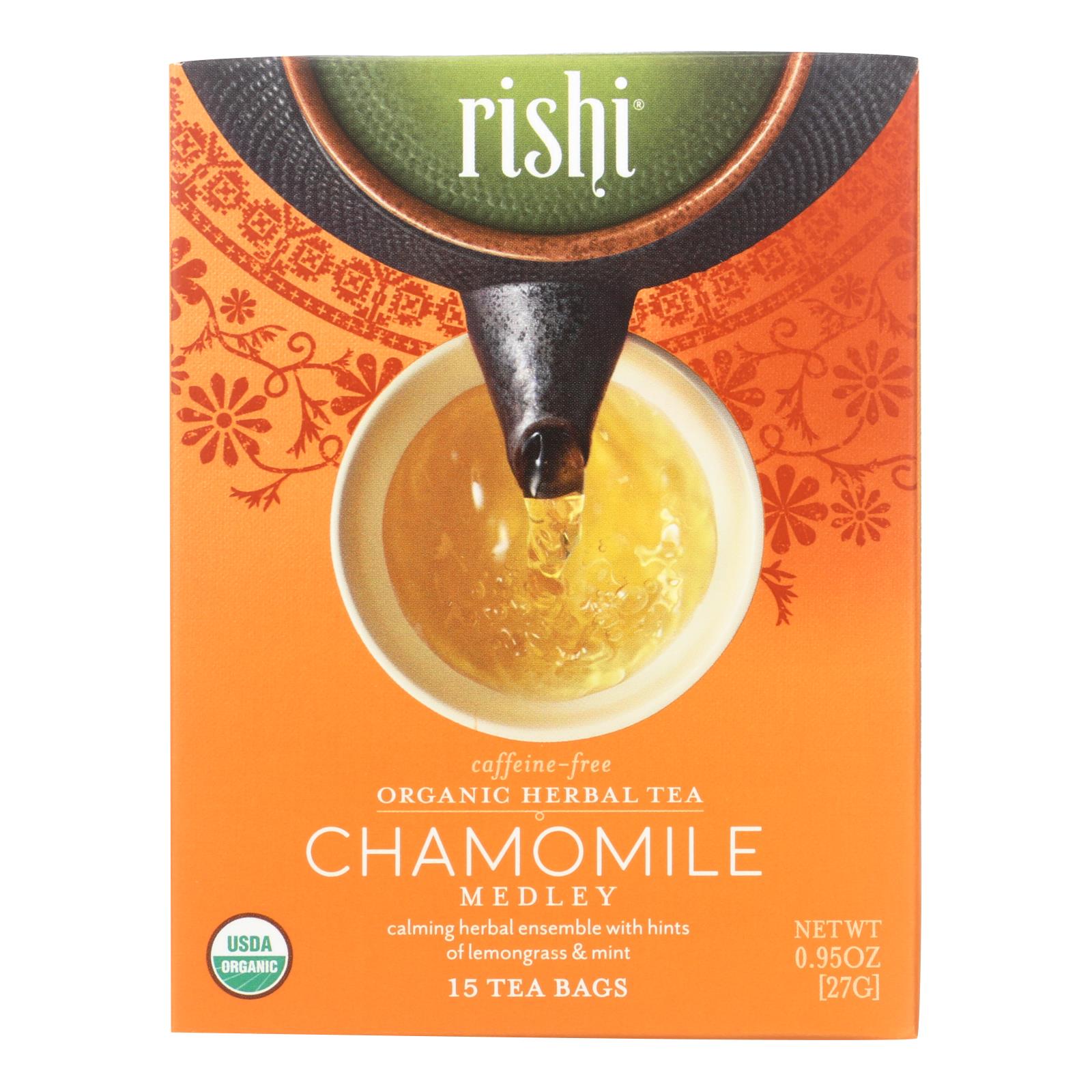 Mezcla de hierbas Rishi: Mezcla de manzanilla, 15 bolsitas de té