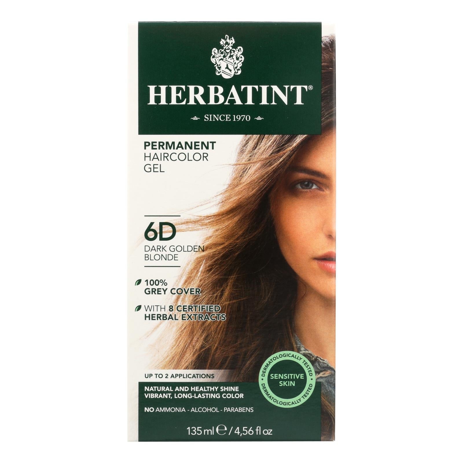 Tinte permanente en gel a base de hierbas Herbatint 6D Rubio Dorado Oscuro - 135 ml