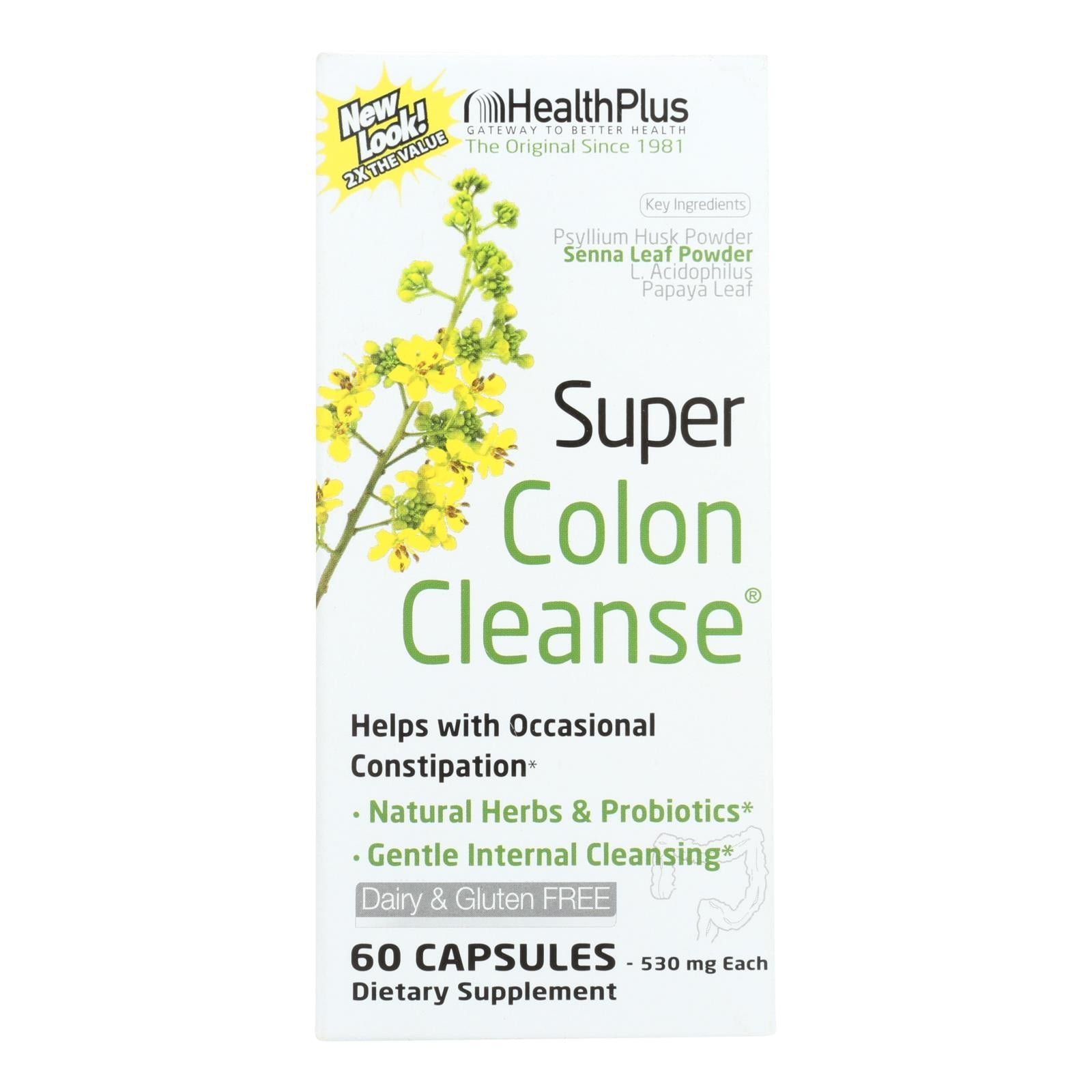 Super Limpieza de Colon Health Plus 500 mg (60 Cápsulas)