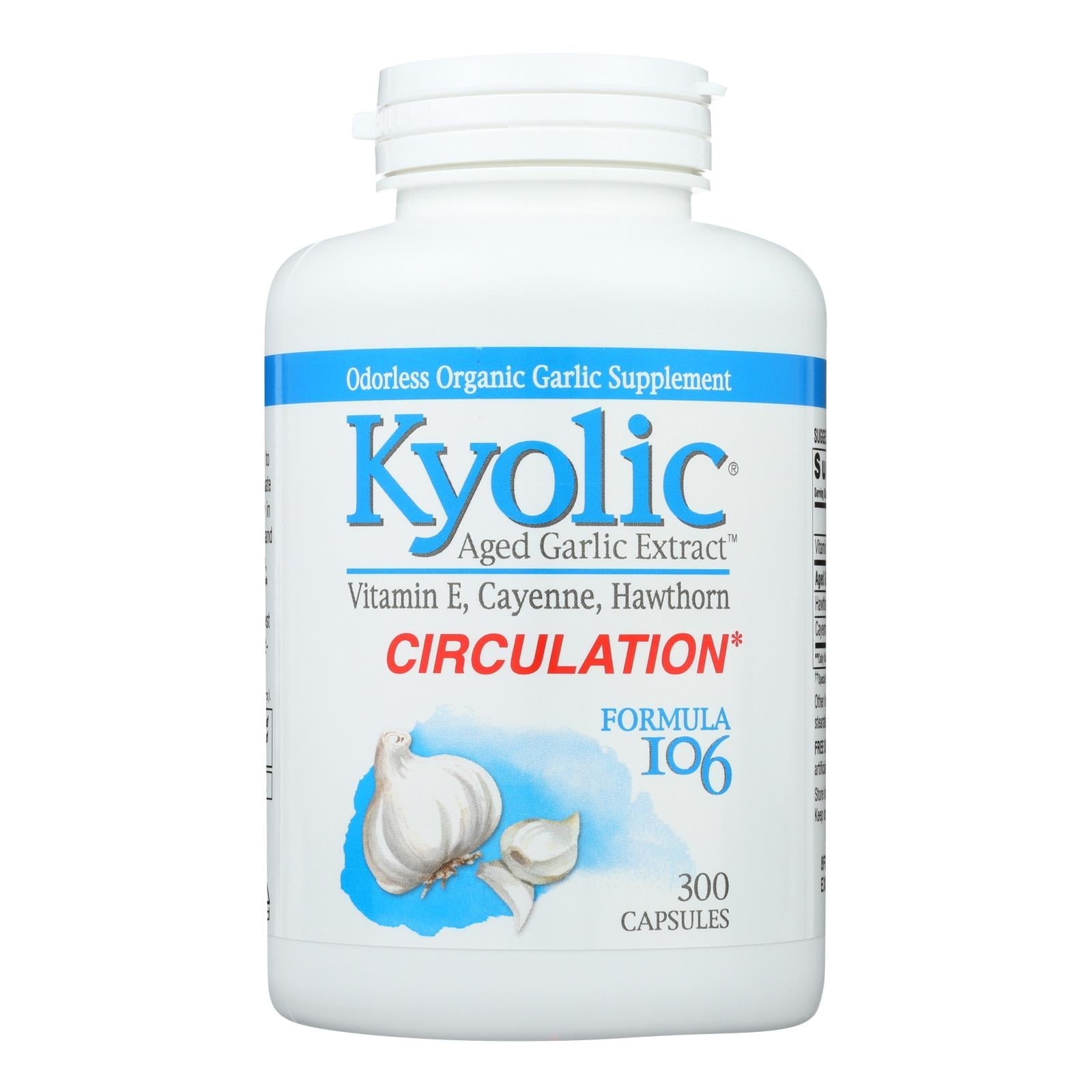 Kyolic - Fórmula para la Circulación con Extracto de Ajo Añejo 106, 300 Cápsulas