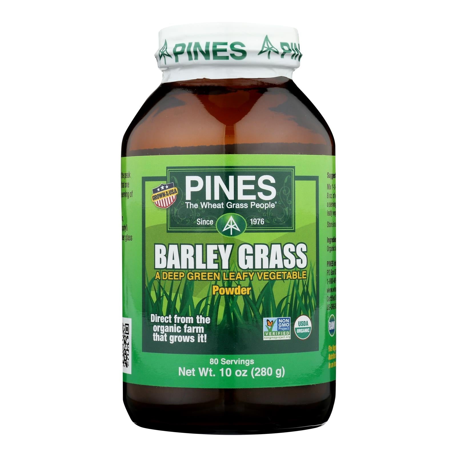 Polvo de hierba de cebada orgánica premium de Pines International - 10 oz.