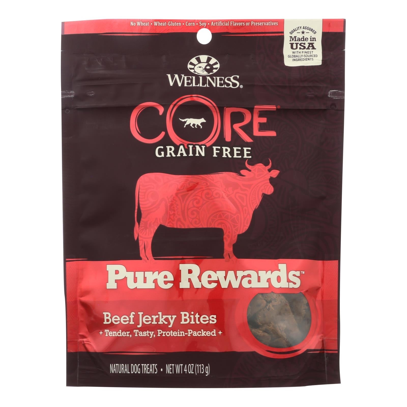 Premios naturales para perros Wellness Pure Rewards - Bocados de carne seca - (Paquete de 8 - 4 oz)