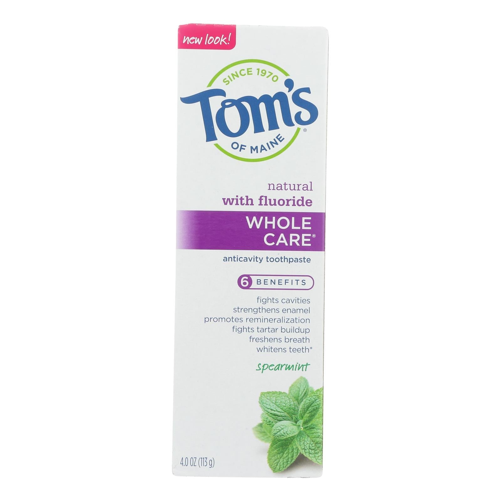 Enjuague bucal con flúor y menta verde Tom's of Maine Whole Care (paquete de 6 - 4 oz)