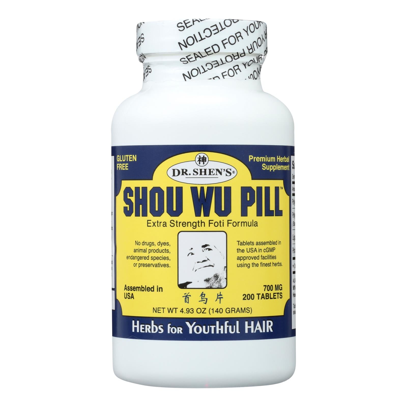 Fórmula capilar juvenil Shou Wu del Dr. Shen (200 comprimidos - 700 mg)