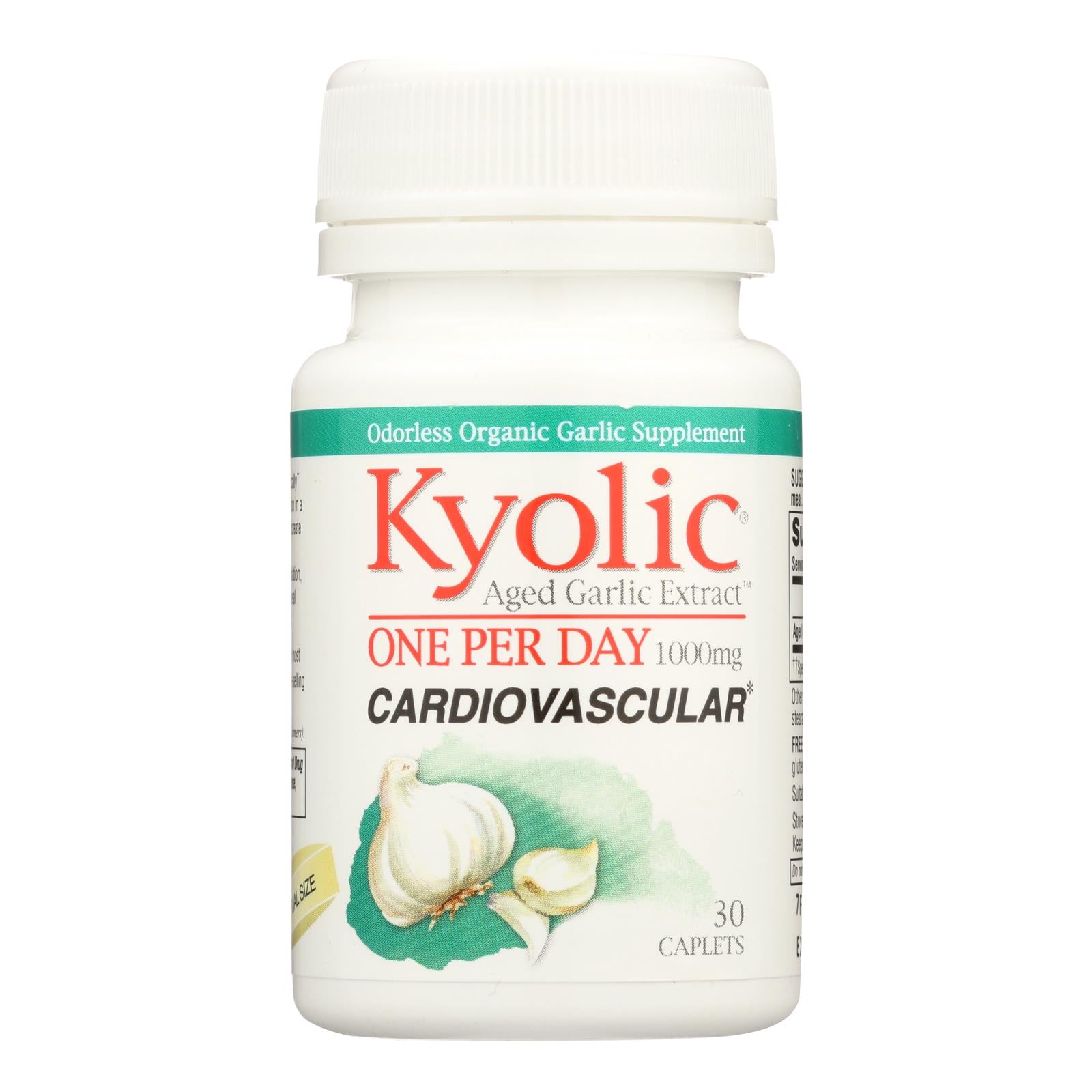 Cápsulas de extracto de ajo añejado Kyolic para la salud cardiovascular (30 cápsulas de 1000 mg)