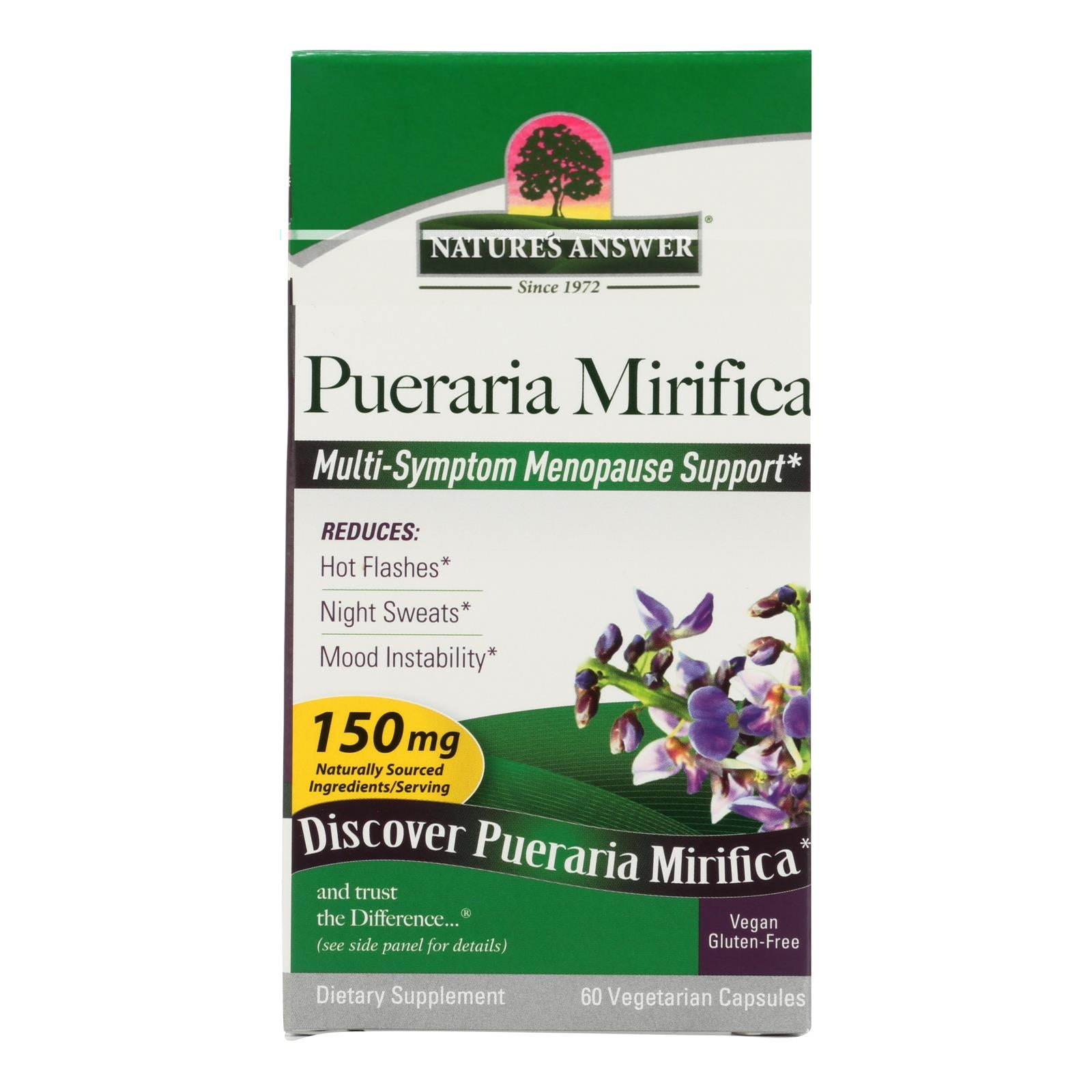 Pueraria Mirifica de Nature's Answer, suplemento hormonal para mujeres - 60 cápsulas vegetarianas