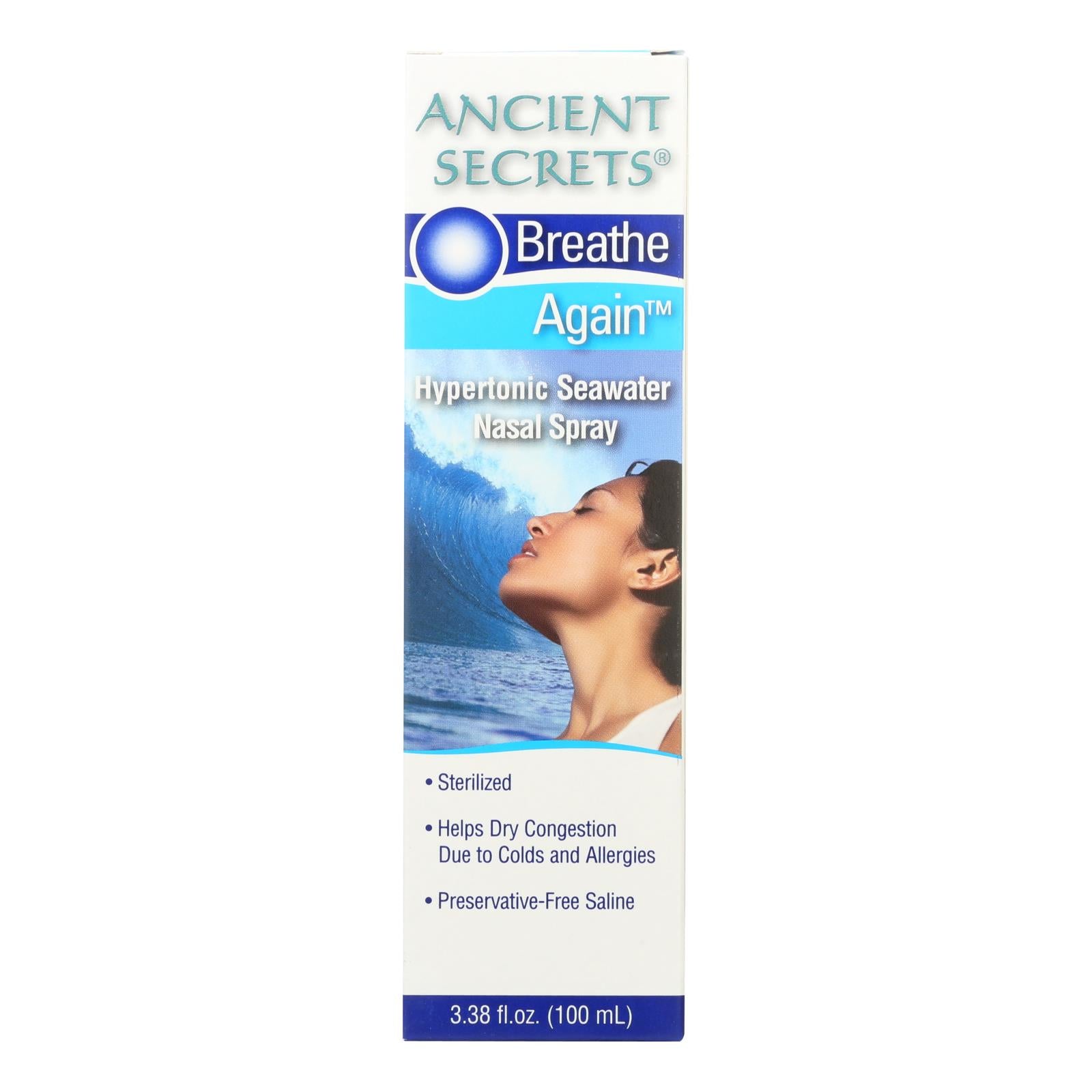 Aerosol nasal "Breath Again" de Ancient Secrets: alivia la congestión nasal, 100 ml 