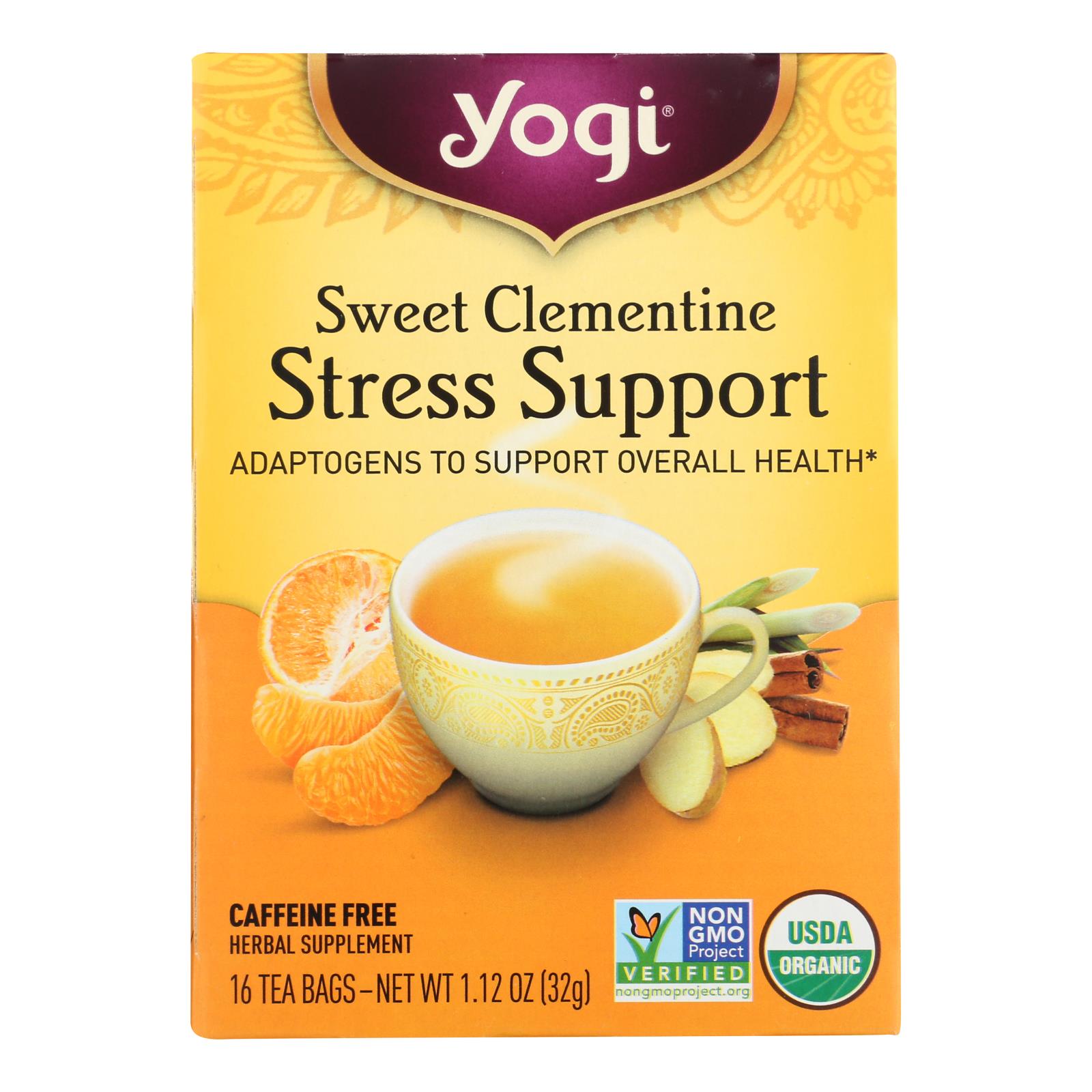 Yogi Tea Clementina Té de Hierbas Calmante y Desestresante, Paquete de 6 - 16 Bolsitas de Té