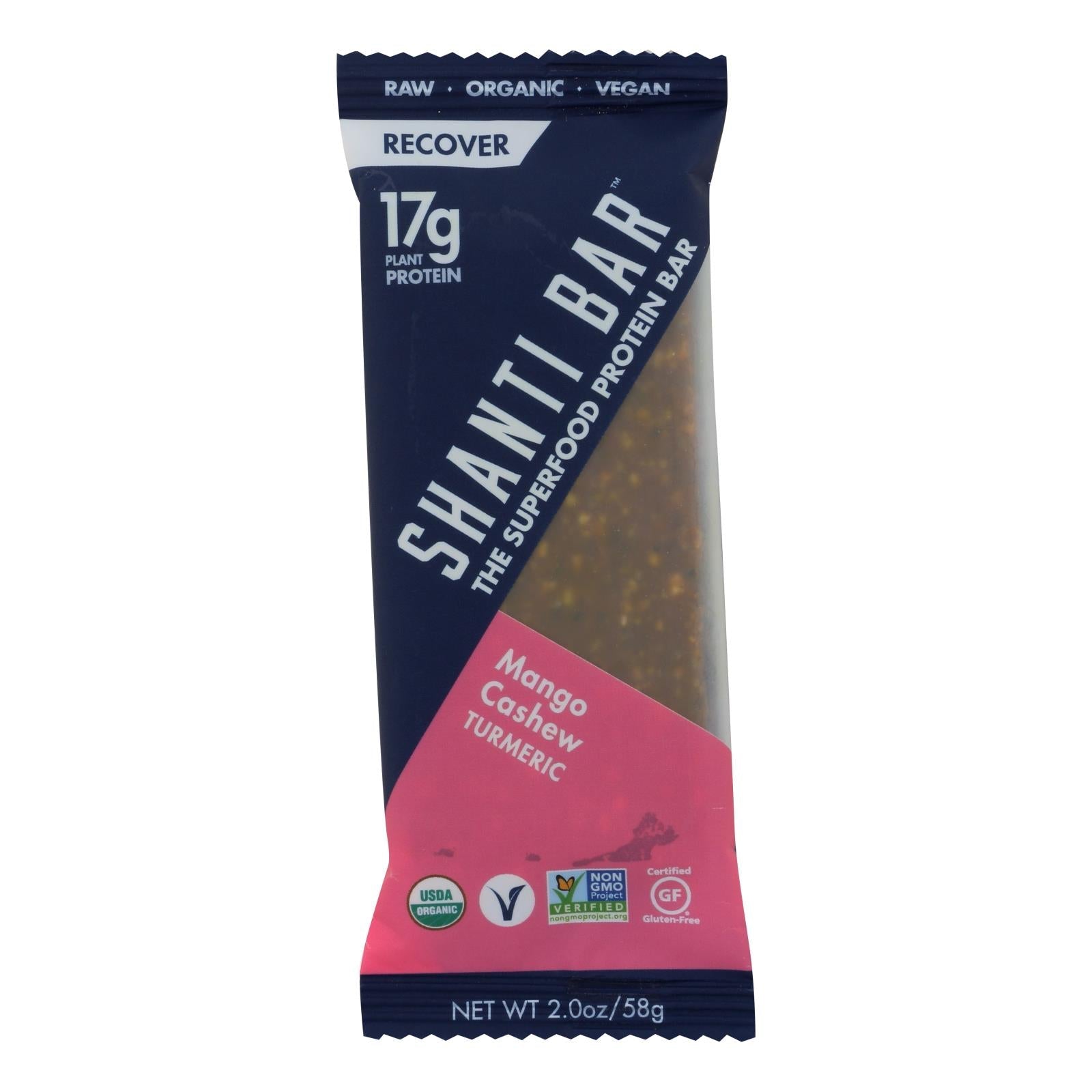 Barra de proteína superalimenticia Shanti Bar, mango y anacardo, 12 barras de 56 g