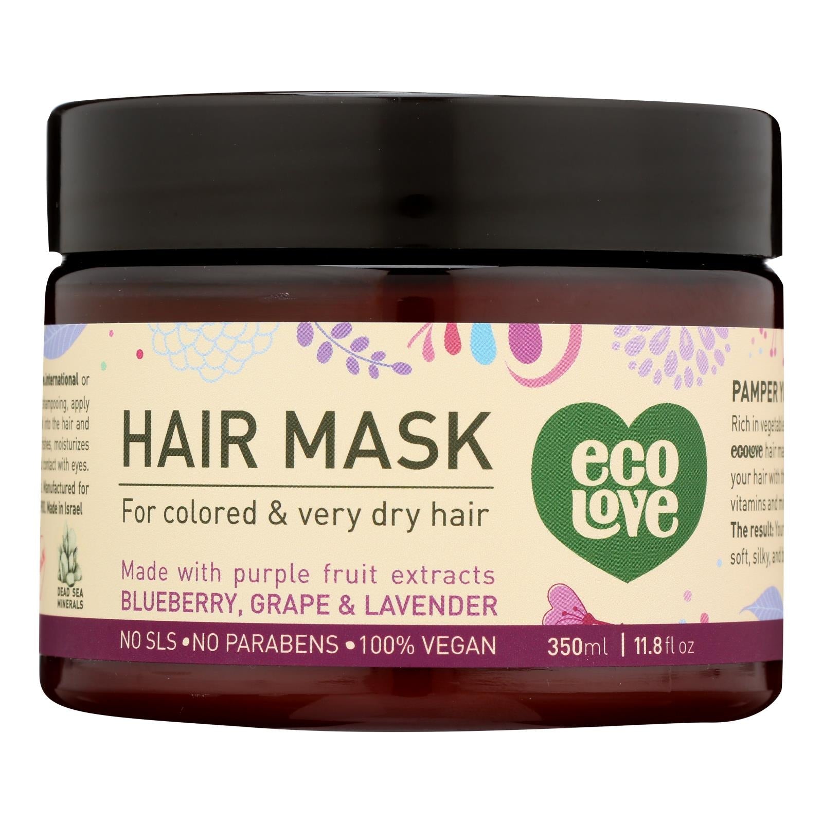 Mascarilla capilar Ecolove Purple Fruit para cabello teñido y seco vibrante - 11.8 oz.