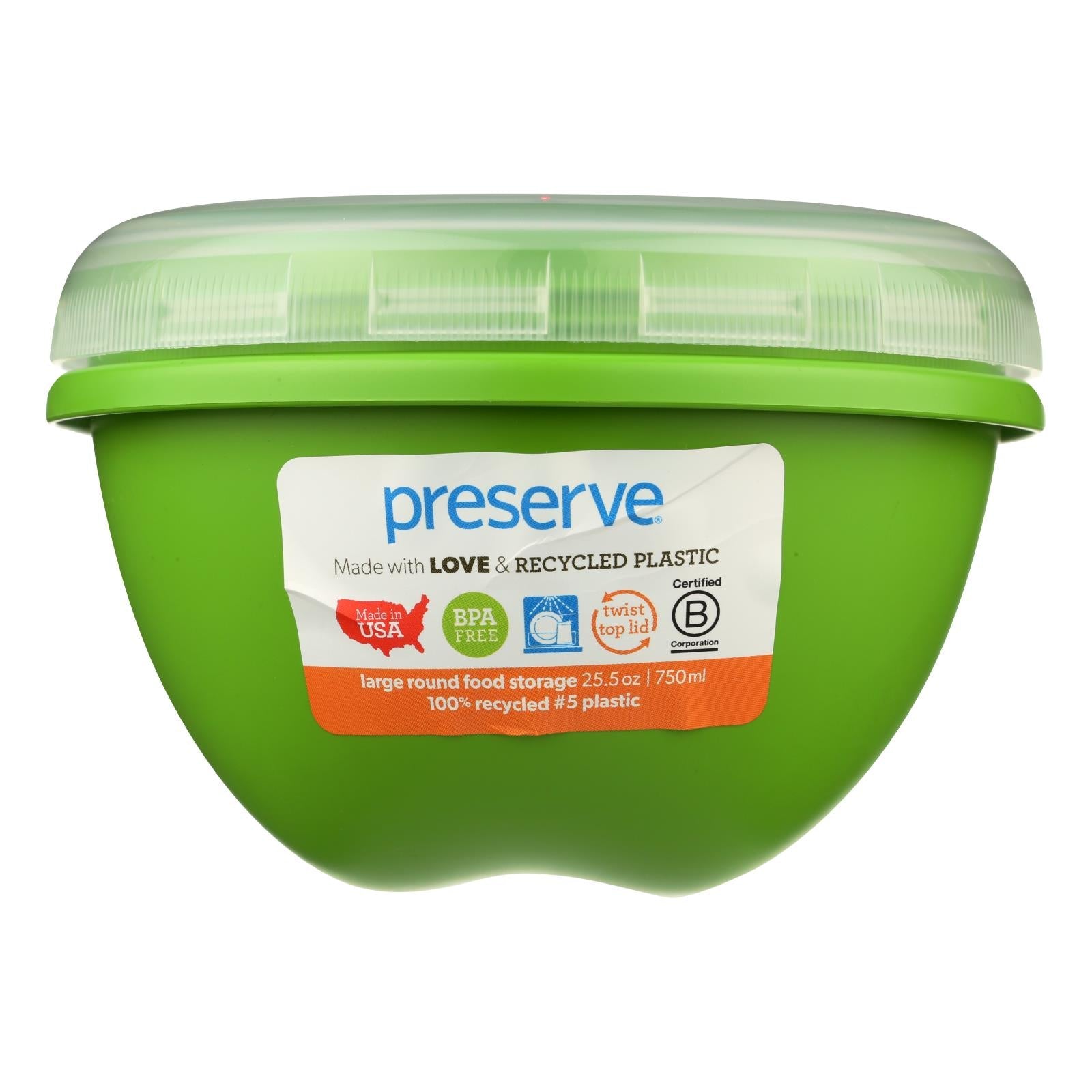 Preserve Large Food Storage Container (Pack of 12) - Durable, 25.5 Oz. Green