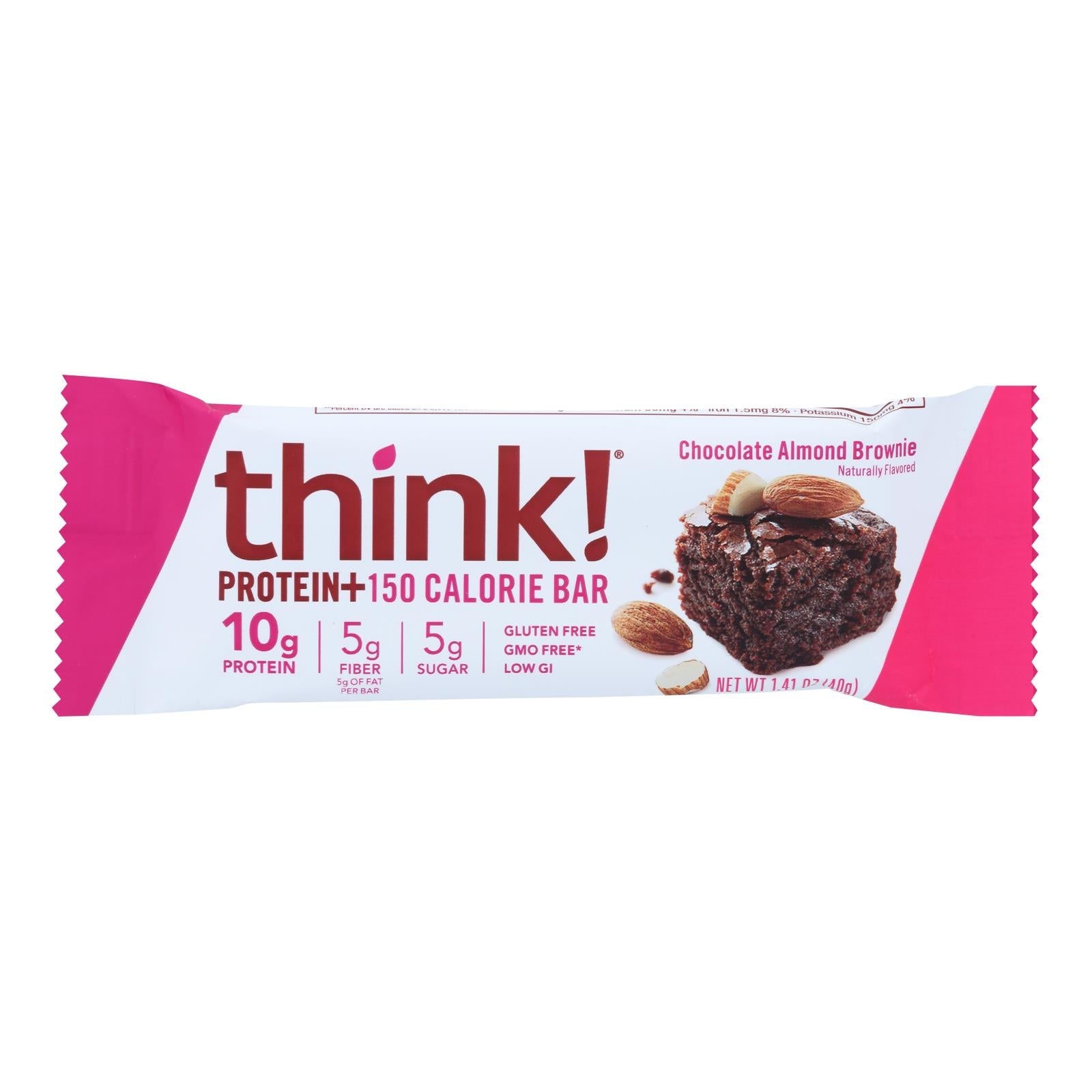 Barra de fibra de proteína ThinkThin Lean, sabor chocolate y almendras, 1.41 oz (paquete de 10) 