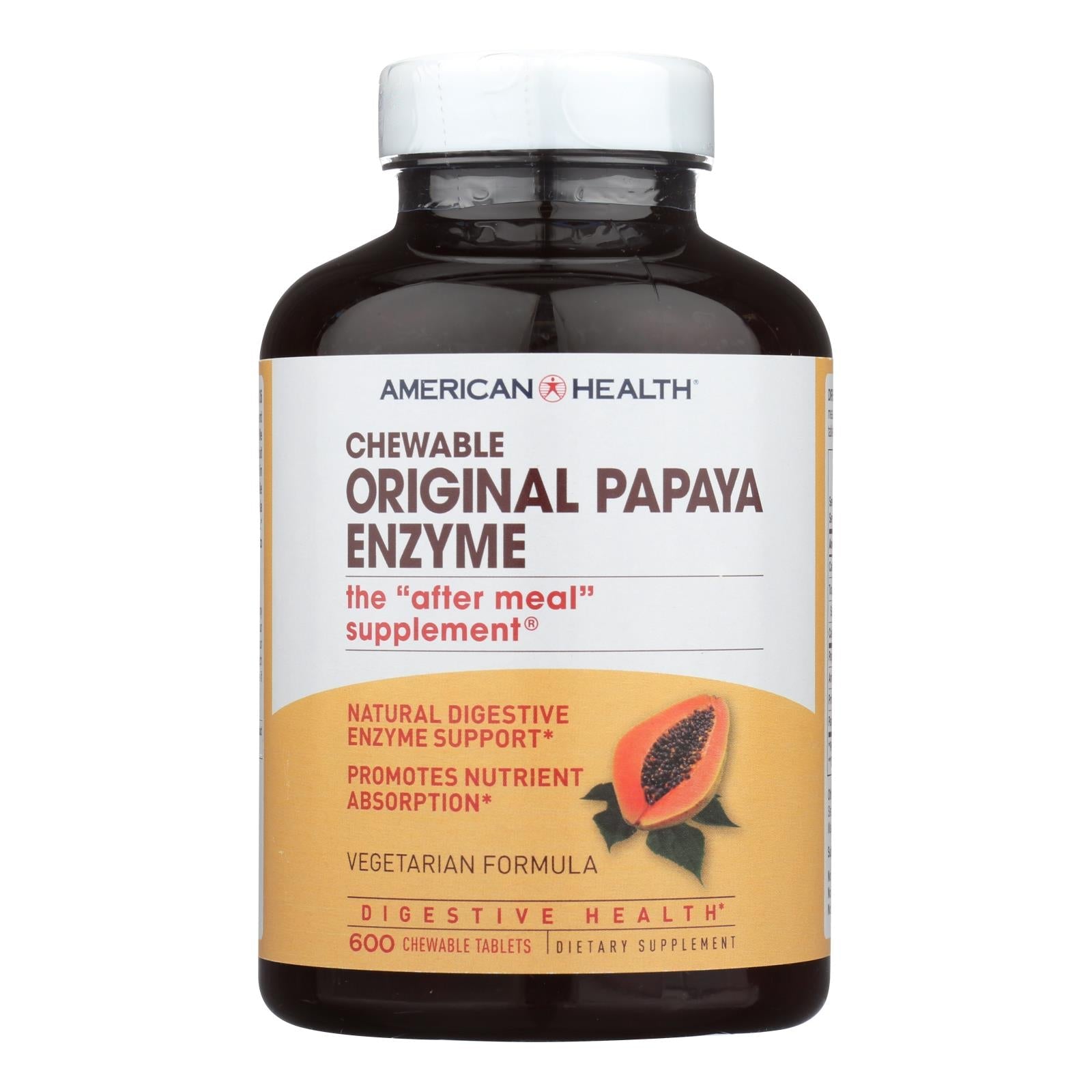Enzima de papaya masticable American Health (600 comprimidos)