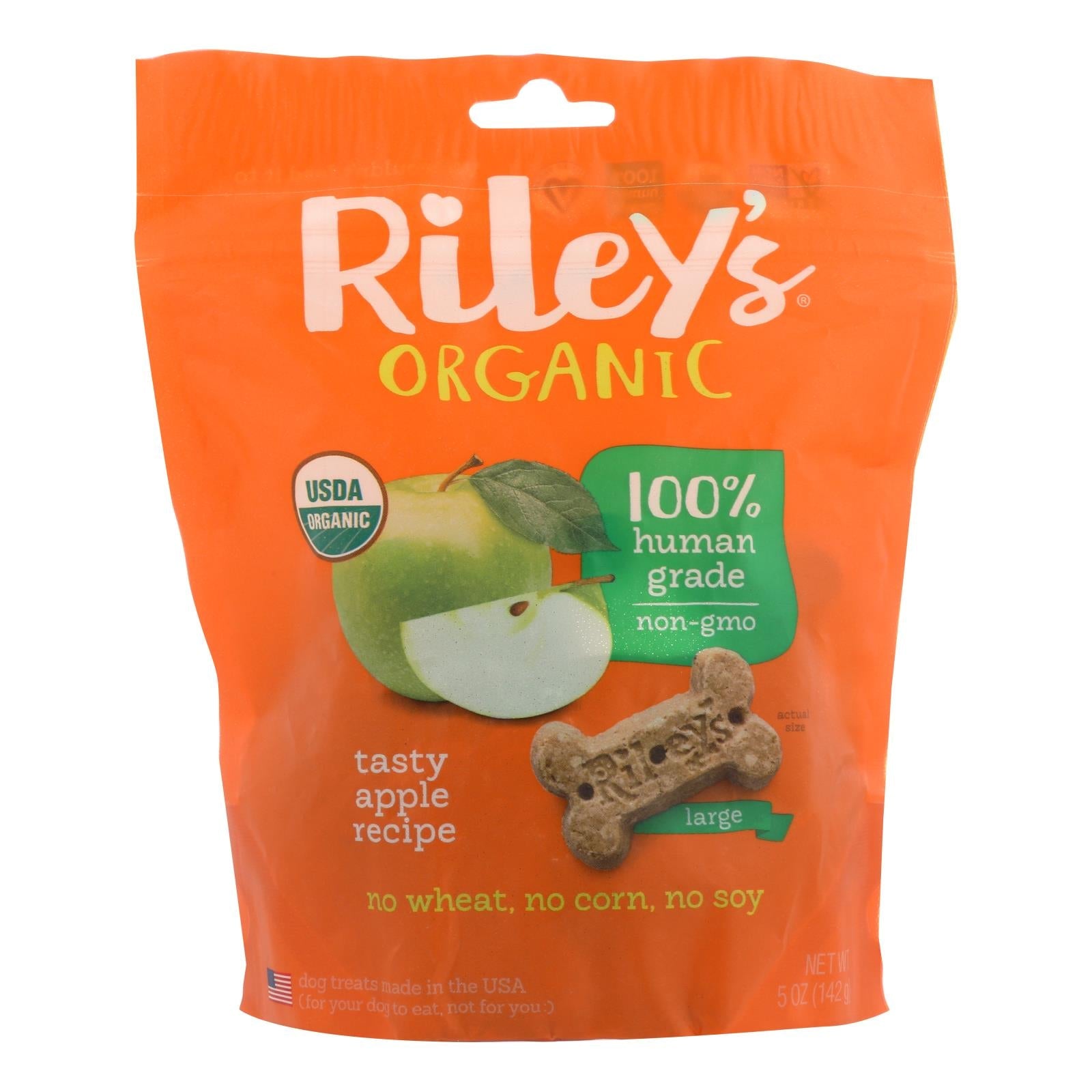 Premios orgánicos para perros con receta de manzana de Riley's Organics (paquete de 6, 5 oz cada uno)