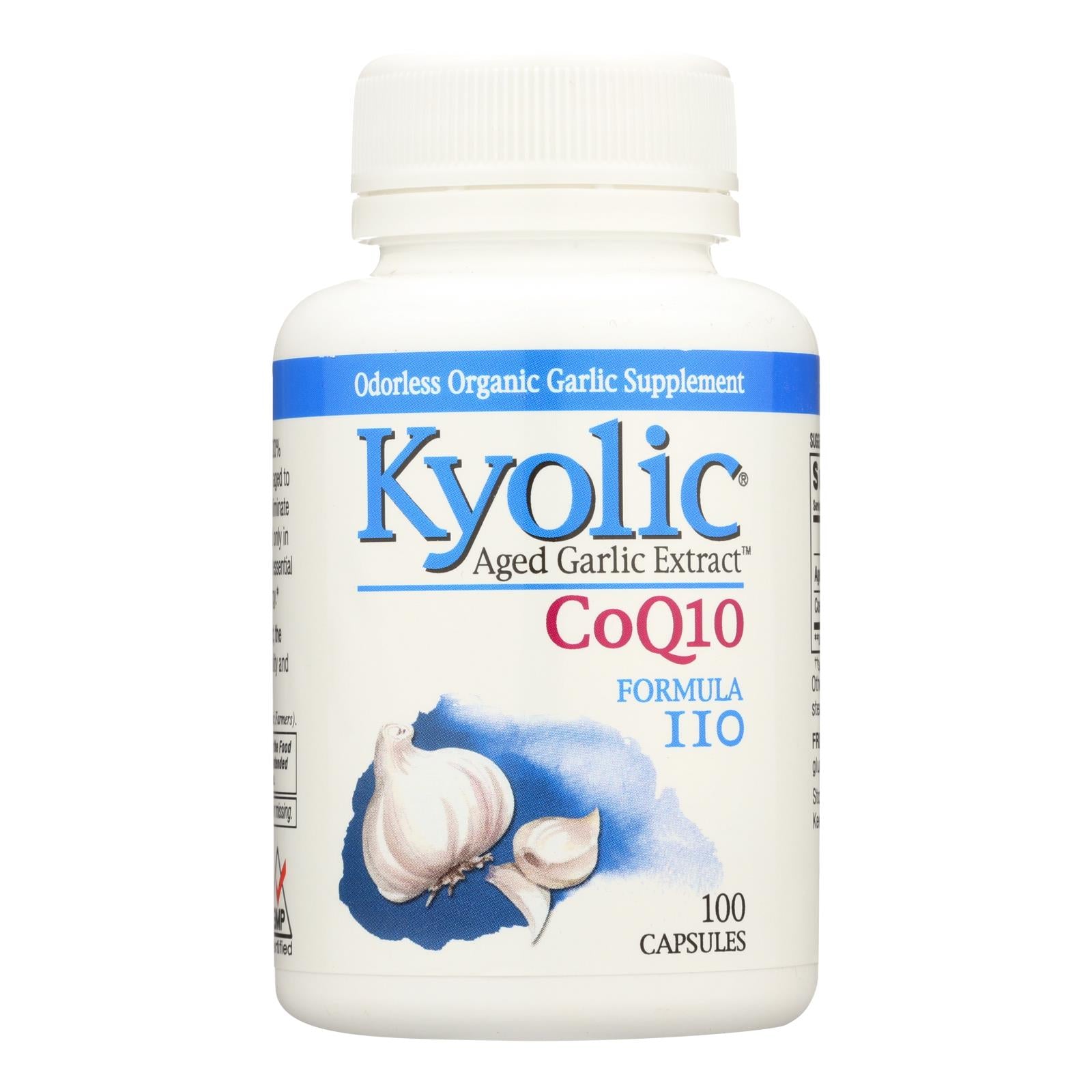 Extracto de ajo añejado Kyolic CoQ10 Fórmula 110: Favorece la salud cardíaca e inmunitaria (100 cápsulas)