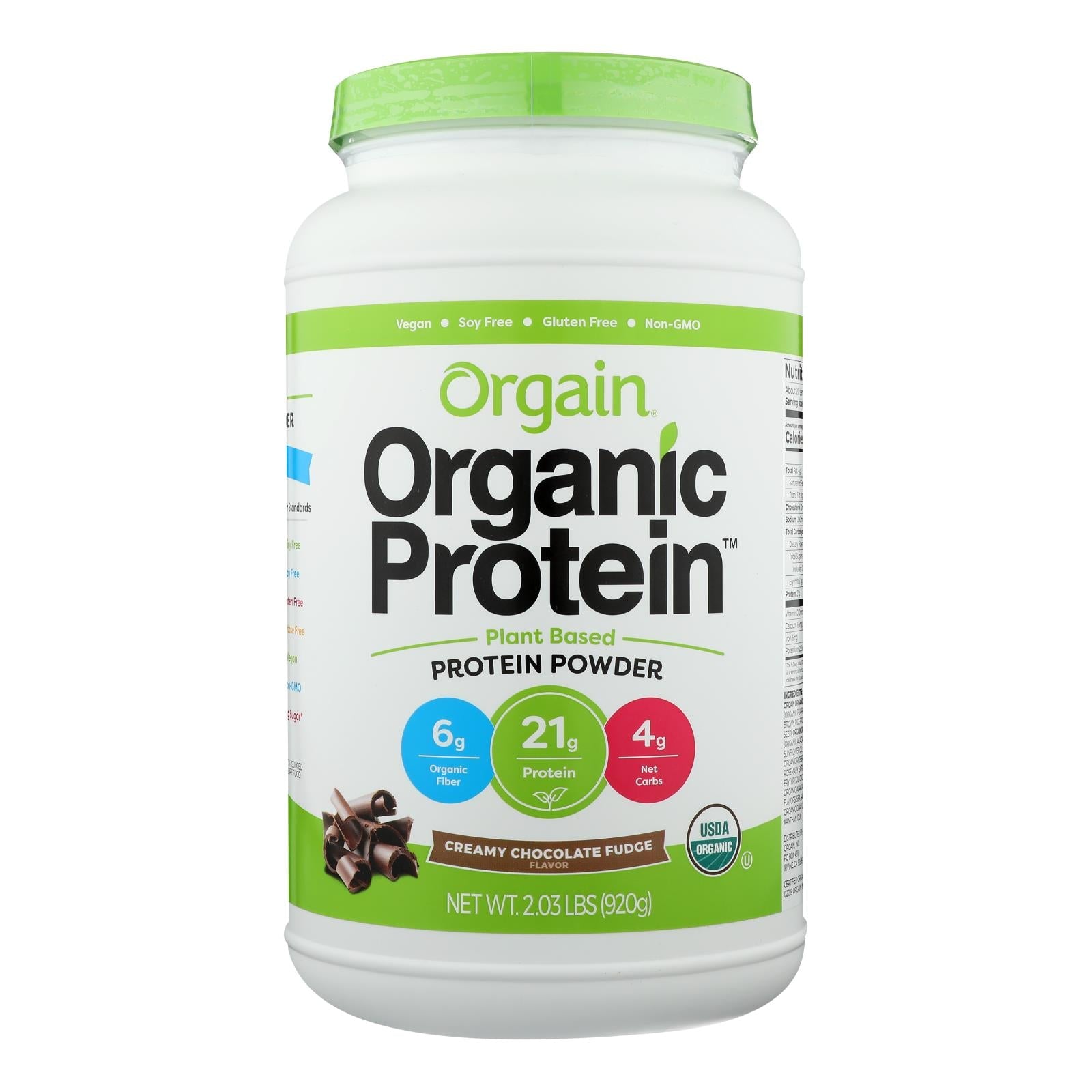 Proteína vegetal en polvo Orgain, sabor cremoso de chocolate, 900 g