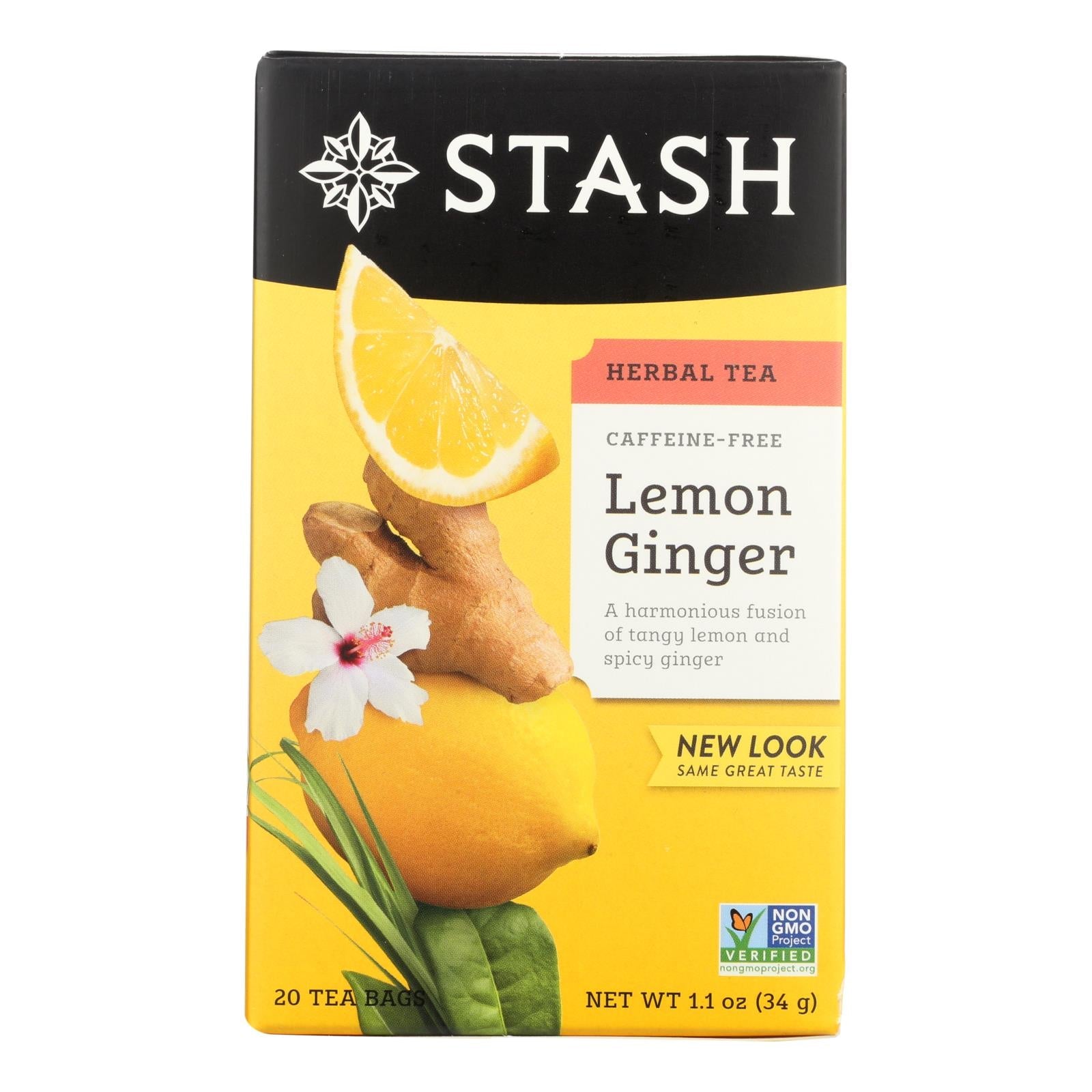 Té de hierbas Stash de limón y jengibre, 20 bolsitas (paquete de 6)