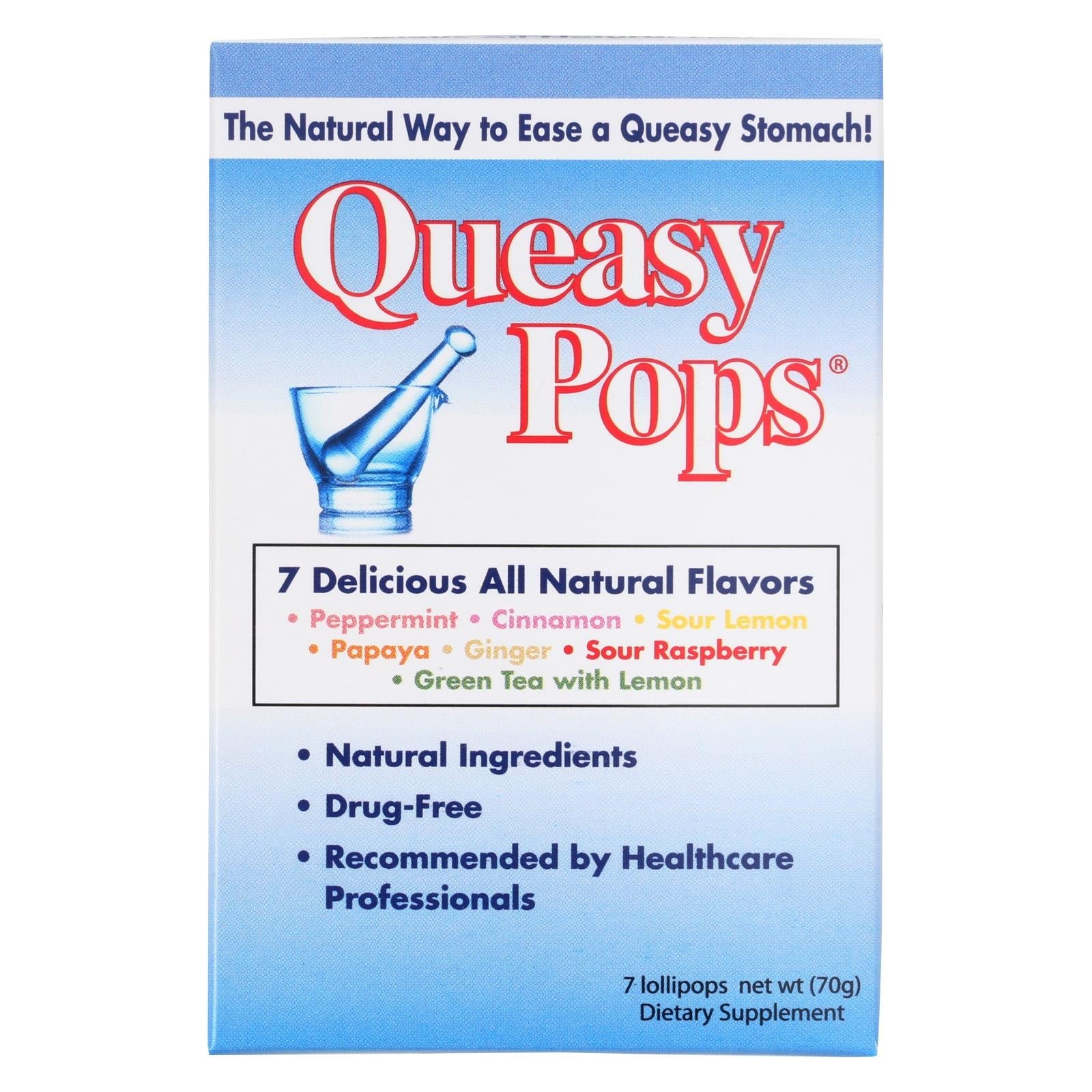 Piruletas antináuseas Queasy Pops: sabores surtidos para aliviar las náuseas en cualquier lugar (paquete de 7)