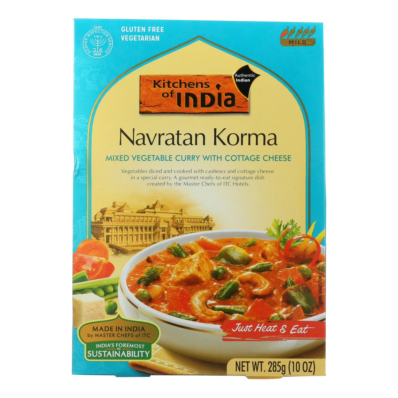 Kitchen Of India Dinner - Mixed Vegetable Curry with Paneer Navratan Korma - 10 Oz (Pack of 6)