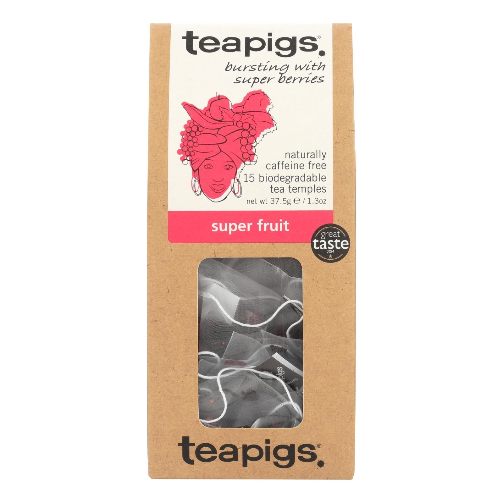 Teapigs Super Fruits Super Berry Burst 90 bolsitas de té (6 cajas de 15)
