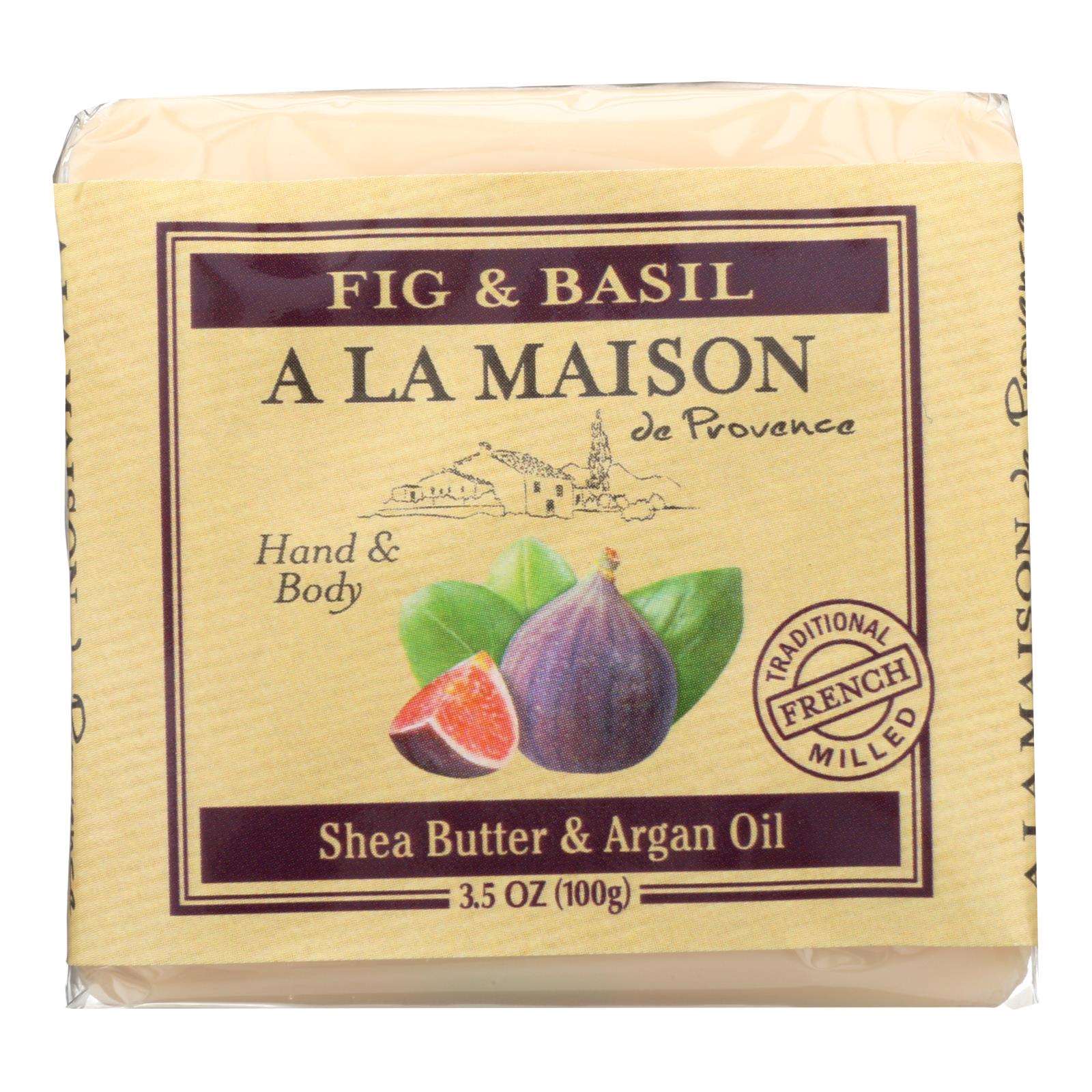 Jabón de barra lujoso de higo y albahaca A La Maison (paquete de 6 - 3,5 oz)