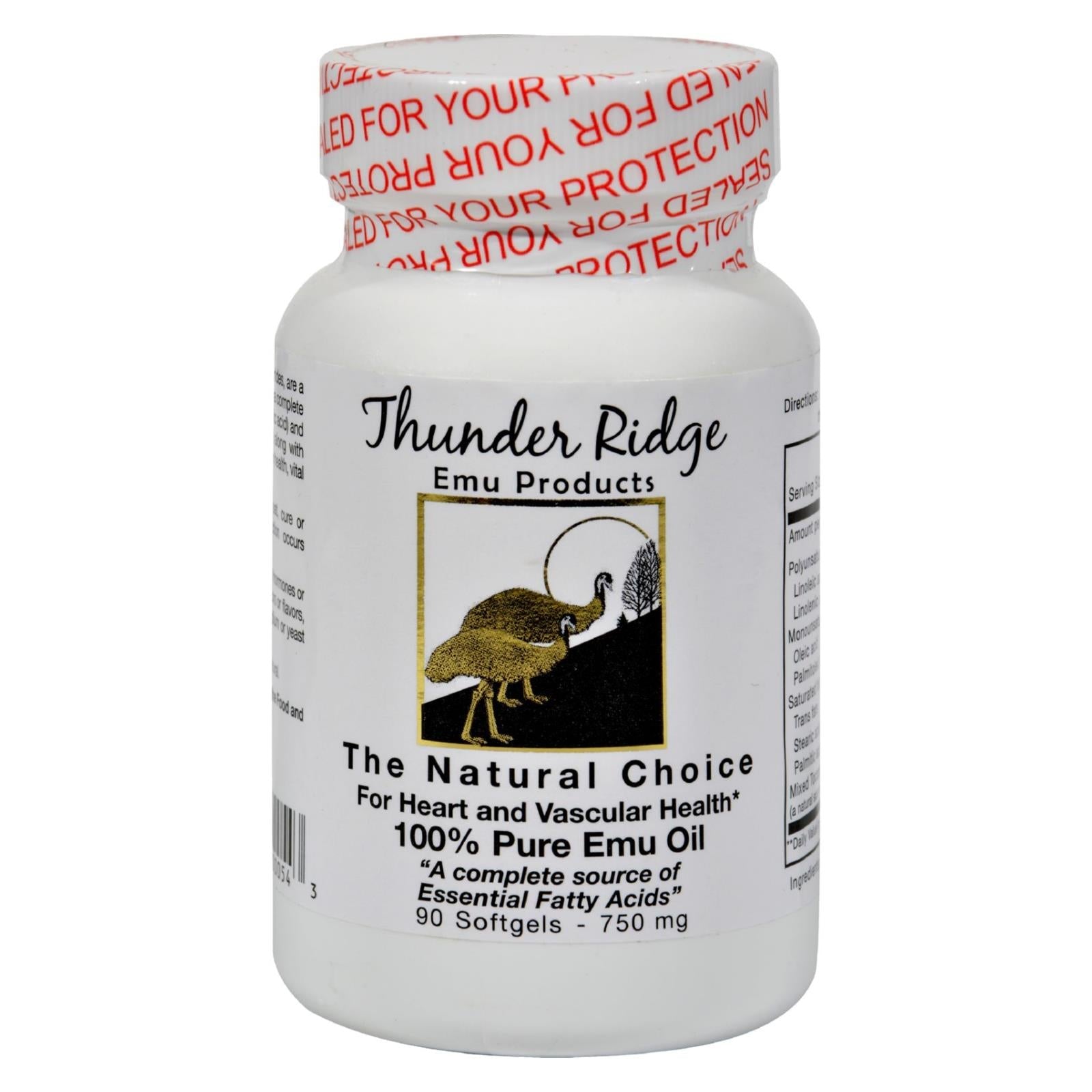 Aceite de emú 100 % puro Thunder Ridge - 750 mg (90 cápsulas blandas)