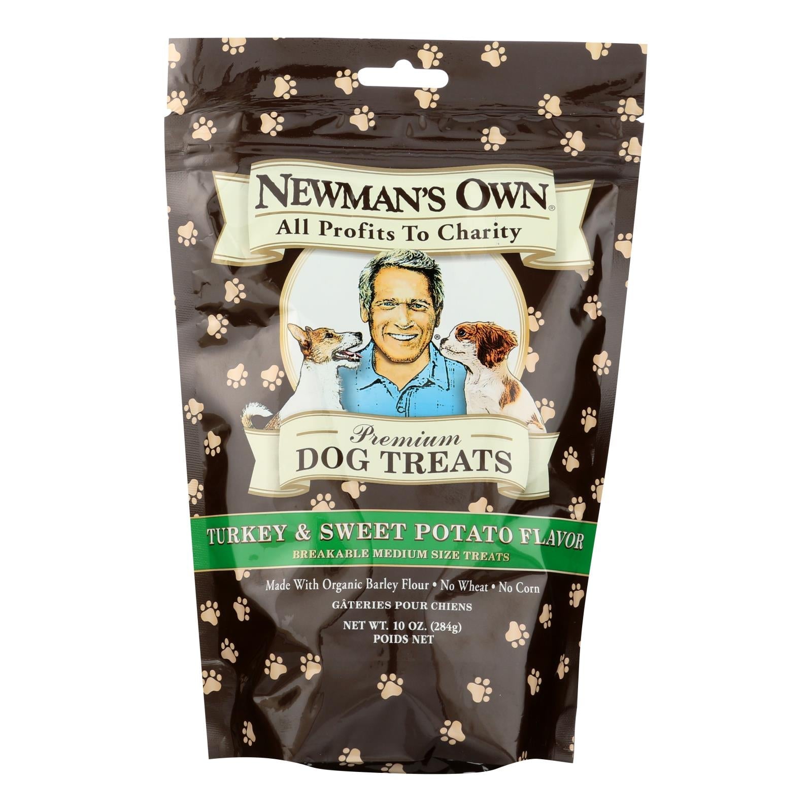 Golosinas orgánicas de pavo y batata para perros Newman's Own (paquete de 6) - 10 oz.