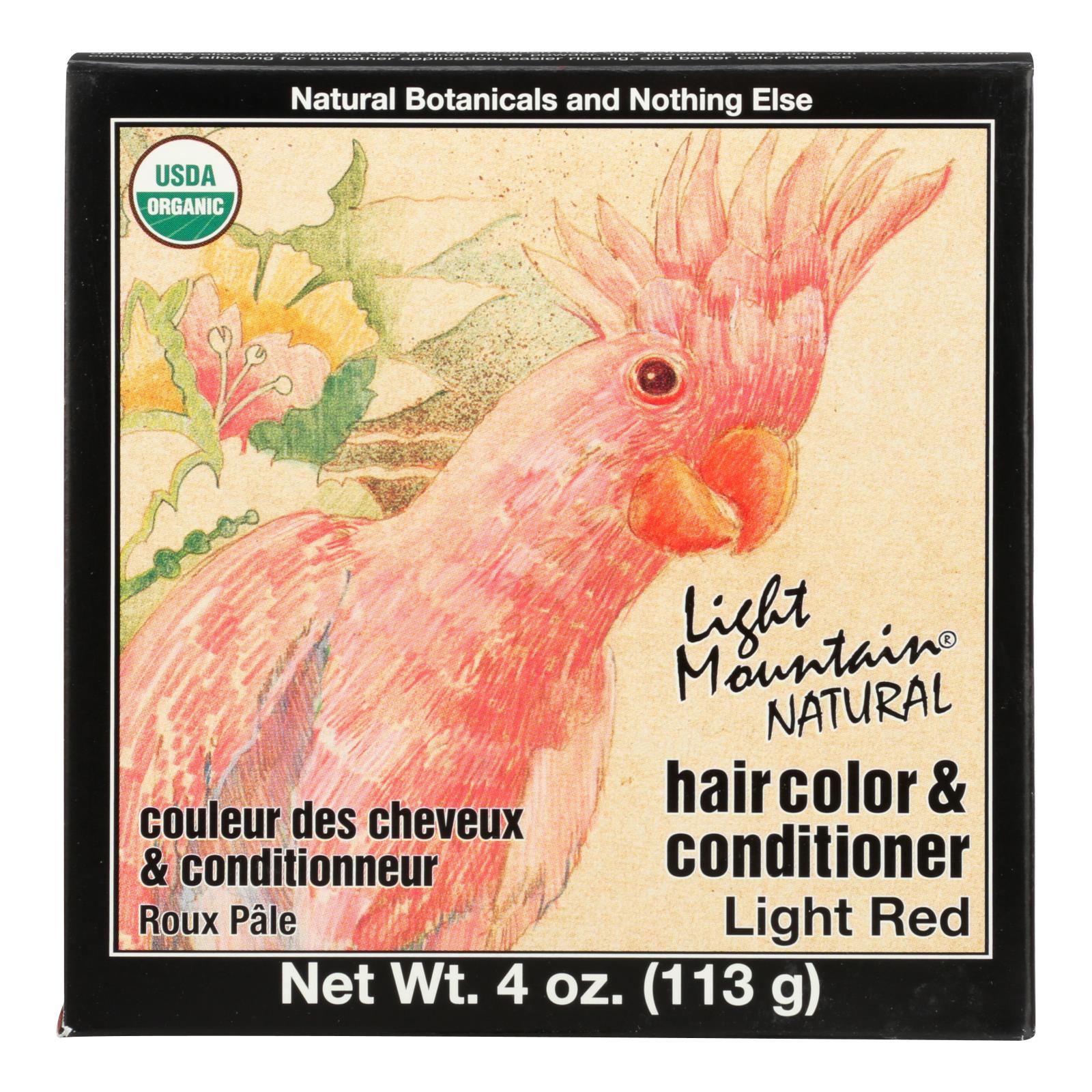Colorante natural para el cabello Light Mountain, rojo claro - 4 oz.