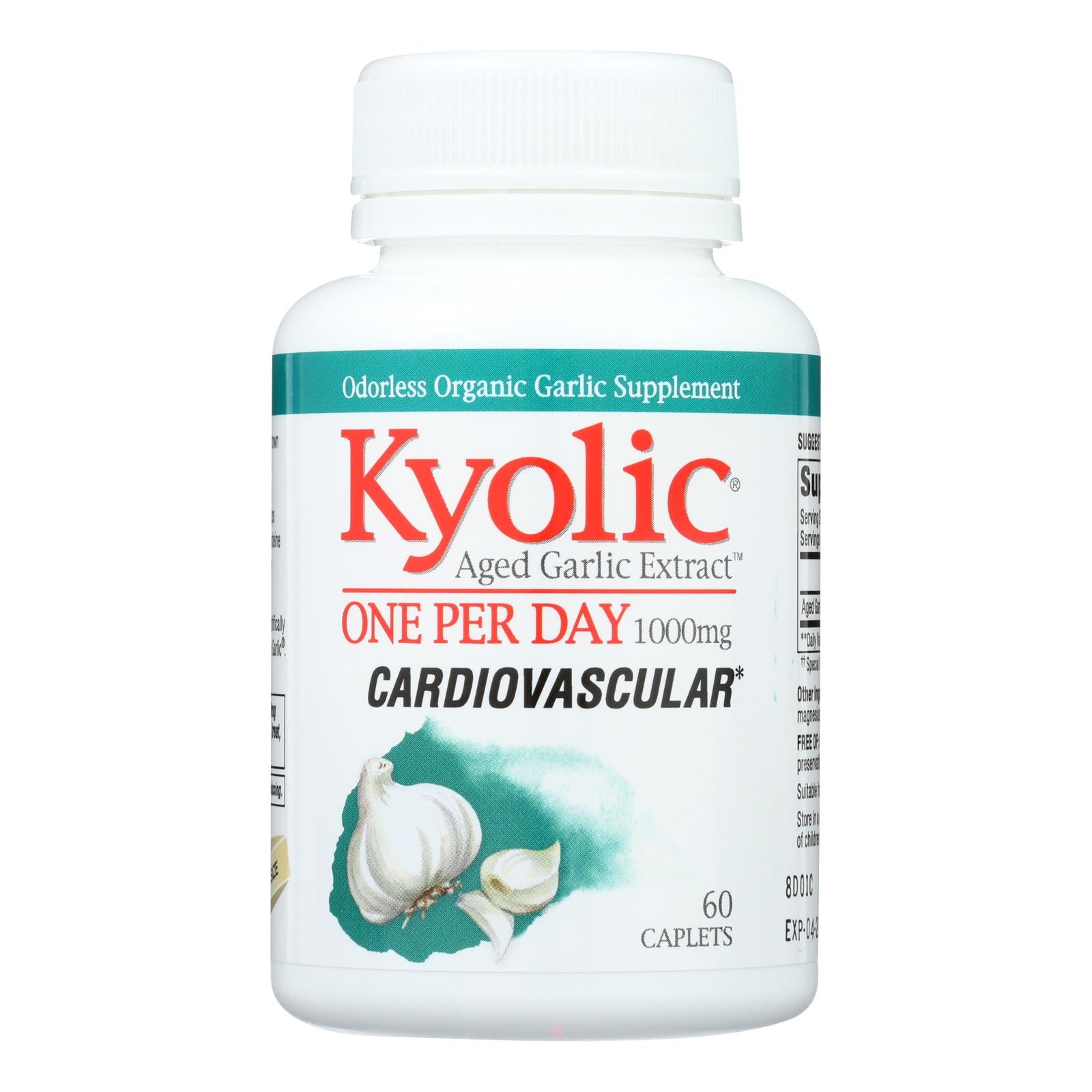Cápsulas de extracto de ajo añejado Kyolic | Favorece la salud cardiovascular | 1000 mg por cápsula | 60 cápsulas