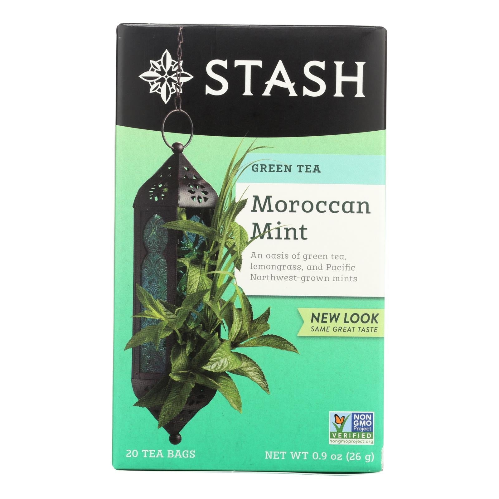 Bolsitas de té verde orgánico con menta marroquí de Stash Tea (paquete de 6 - 20 unidades)
