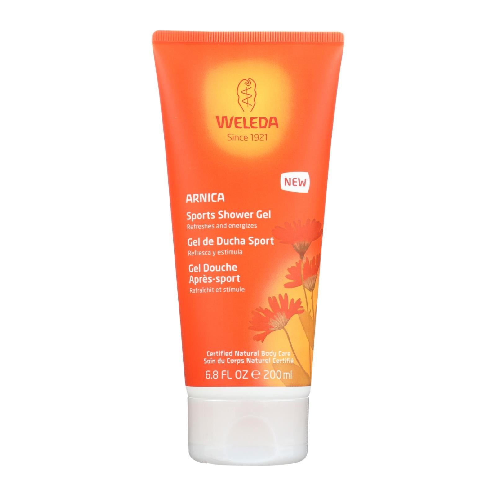 Gel de ducha deportivo Weleda Arnica, vigorizante, 180 ml