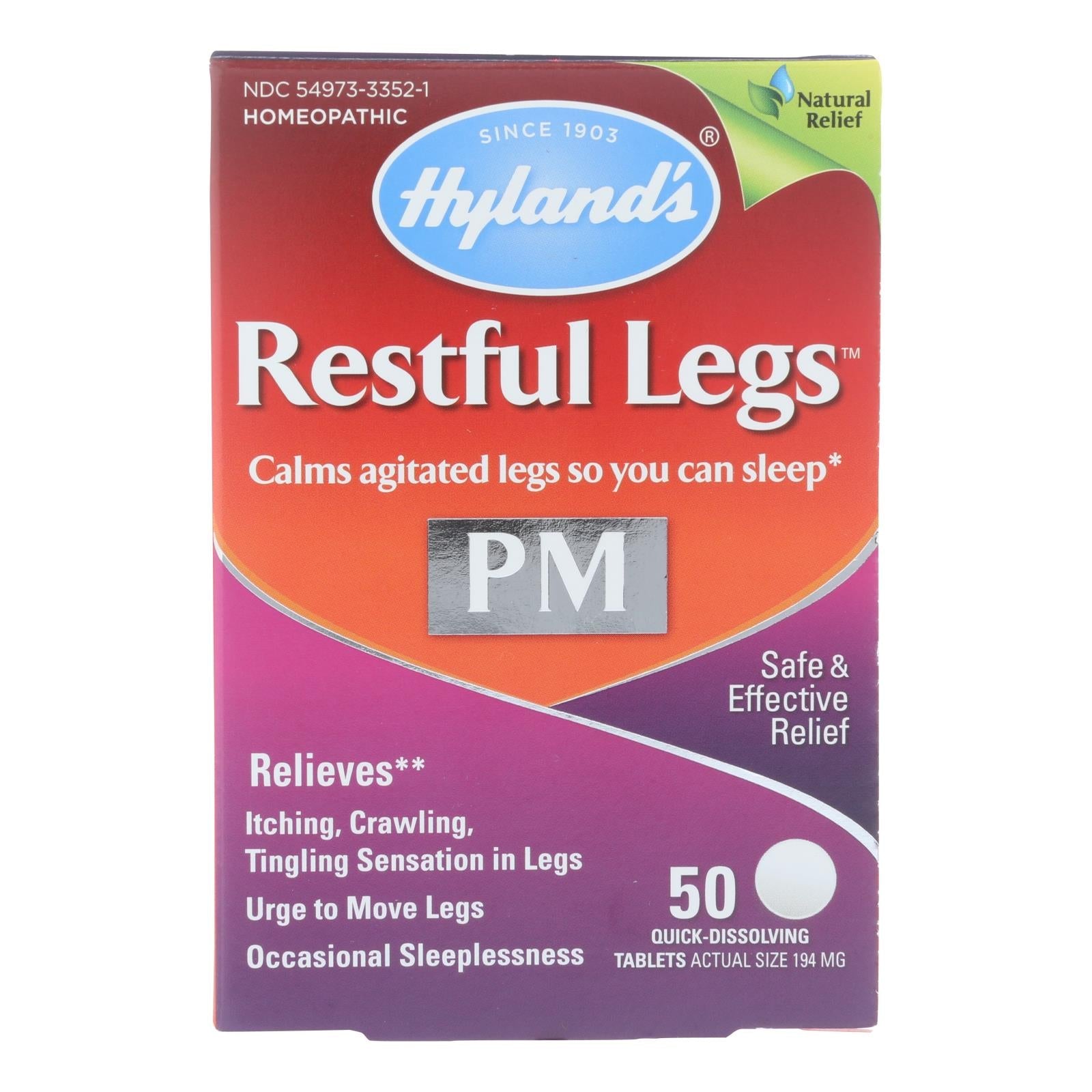 Hyland's Homeopathic Restful Legs PM: Alivio para las piernas inquietas nocturnas (50 comprimidos)