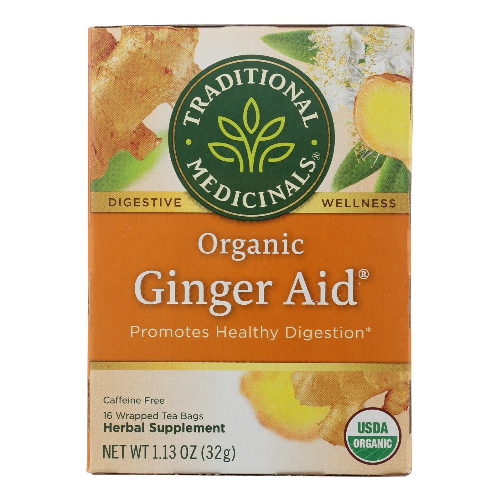 Té de hierbas orgánico Ginger Aid de Traditional Medicinals, 16 bolsitas (paquete de 6)