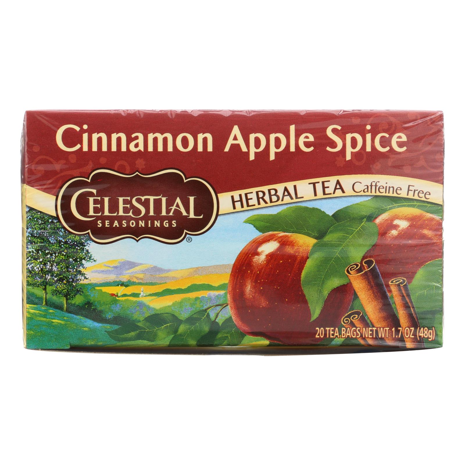 Té de hierbas con canela, manzana y especias sin cafeína Celestial Seasonings, 20 bolsitas (paquete de 6)