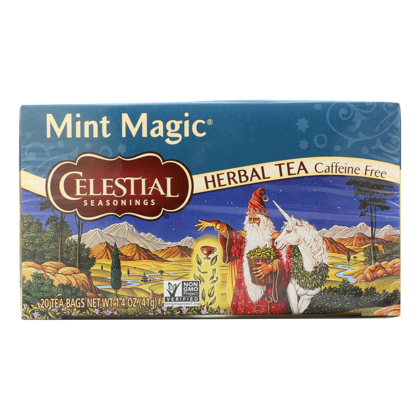 Infusión de hierbas Celestial Seasonings Mint Magik sin cafeína - 20 bolsitas (paquete de 6)