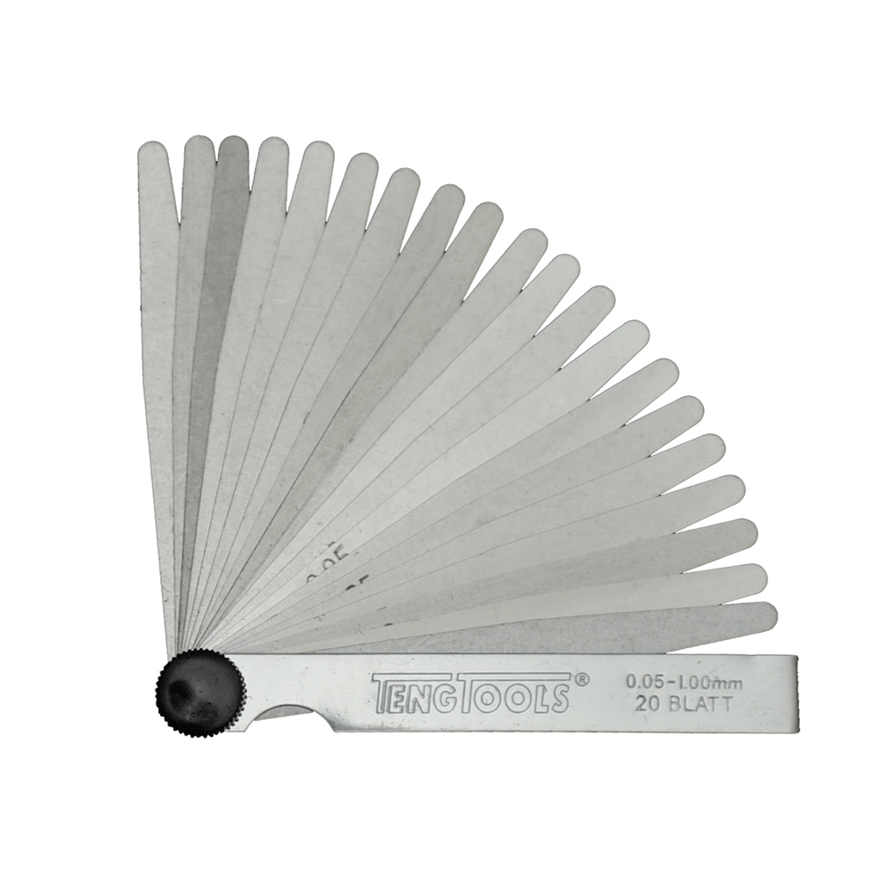 Teng Tools 20 Blade Hardened Rolled Steel Metric Feeler Gauge Set (0.05MM to 1.00MM) - FG20100