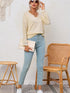 Relaxed Fit Ribbed Knit Blouse with Lace Trim