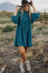 3/4 Sleeve Button-Front Mini Dress