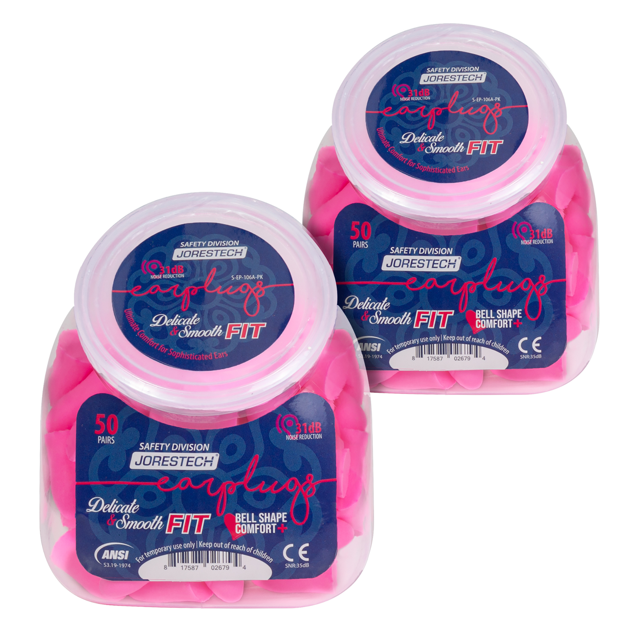 31dB NRR Bell-Shaped Soft Foam Earplugs – 50 Pairs