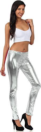 Leggings elásticos metálicos brillantes con efecto mojado líquido sin pies de Sakkas