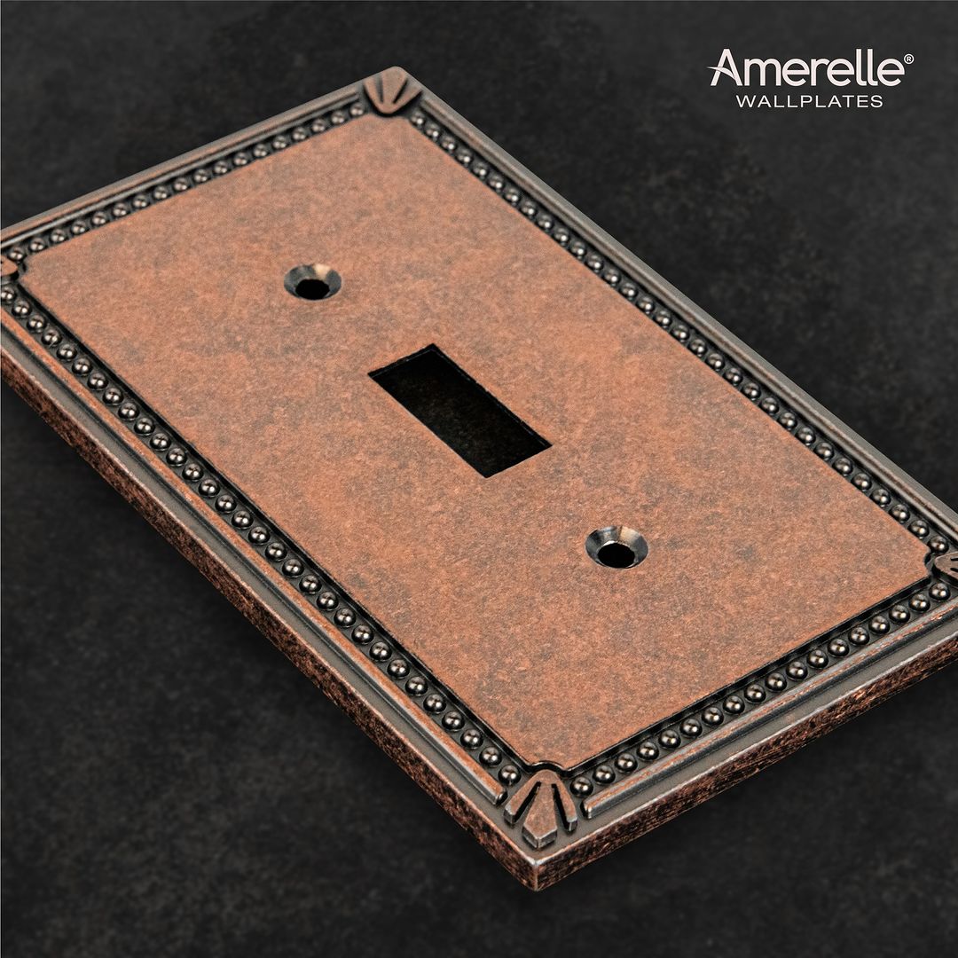 Imperial Bead Tumbled Aged Bronze Cast - 1 Rocker Wallplate