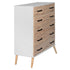 Cómoda Eli de 5 cajones, estilo moderno de mediados de siglo, de Better Home Products, en blanco y roble natural
