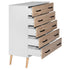 Cómoda Eli de 5 cajones, estilo moderno de mediados de siglo, de Better Home Products, en blanco y roble natural