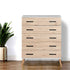 Cómoda Eli de 5 cajones, estilo moderno de mediados de siglo, de Better Home Products, en blanco y roble natural