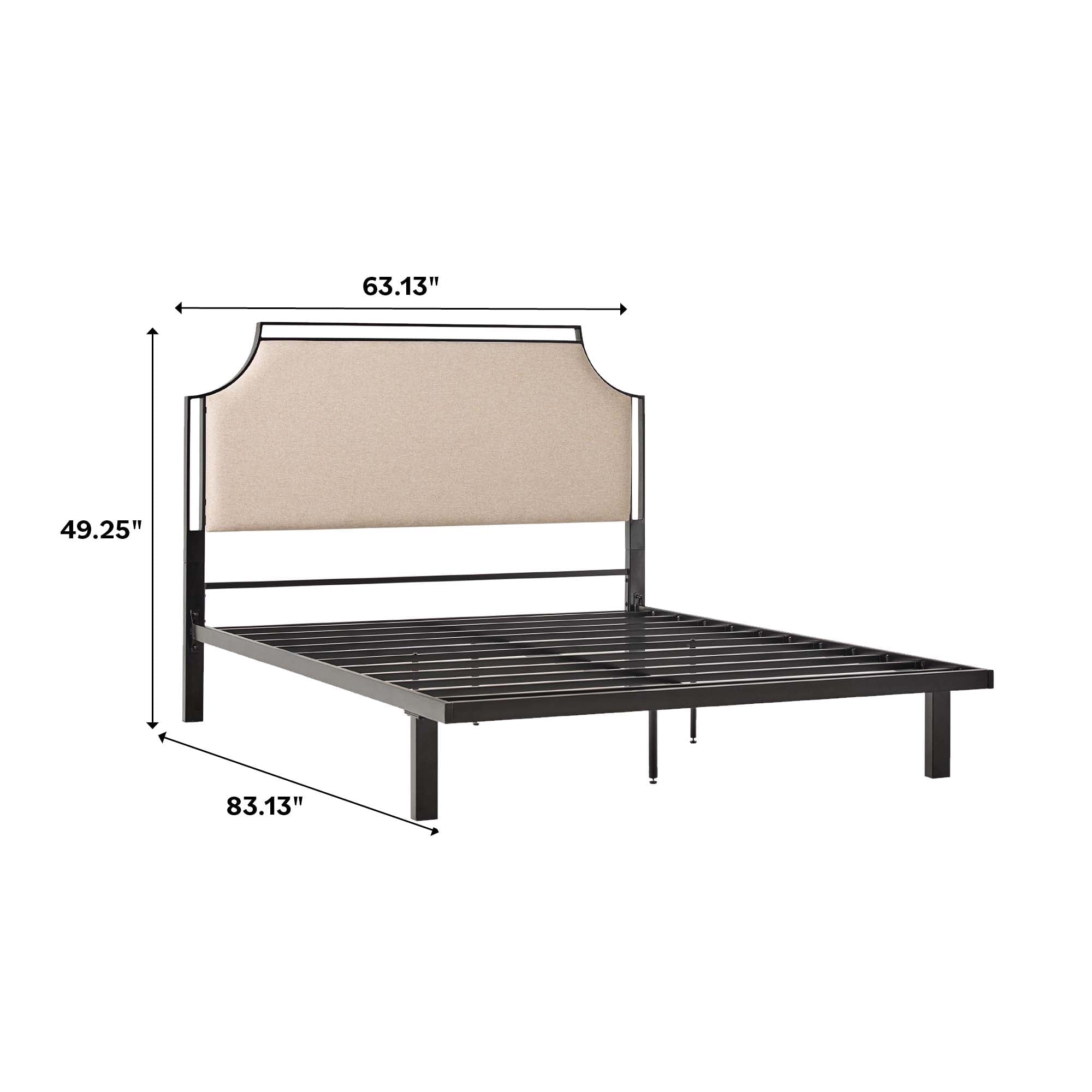 Cama Queen tradicional de metal tapizada Mimi
