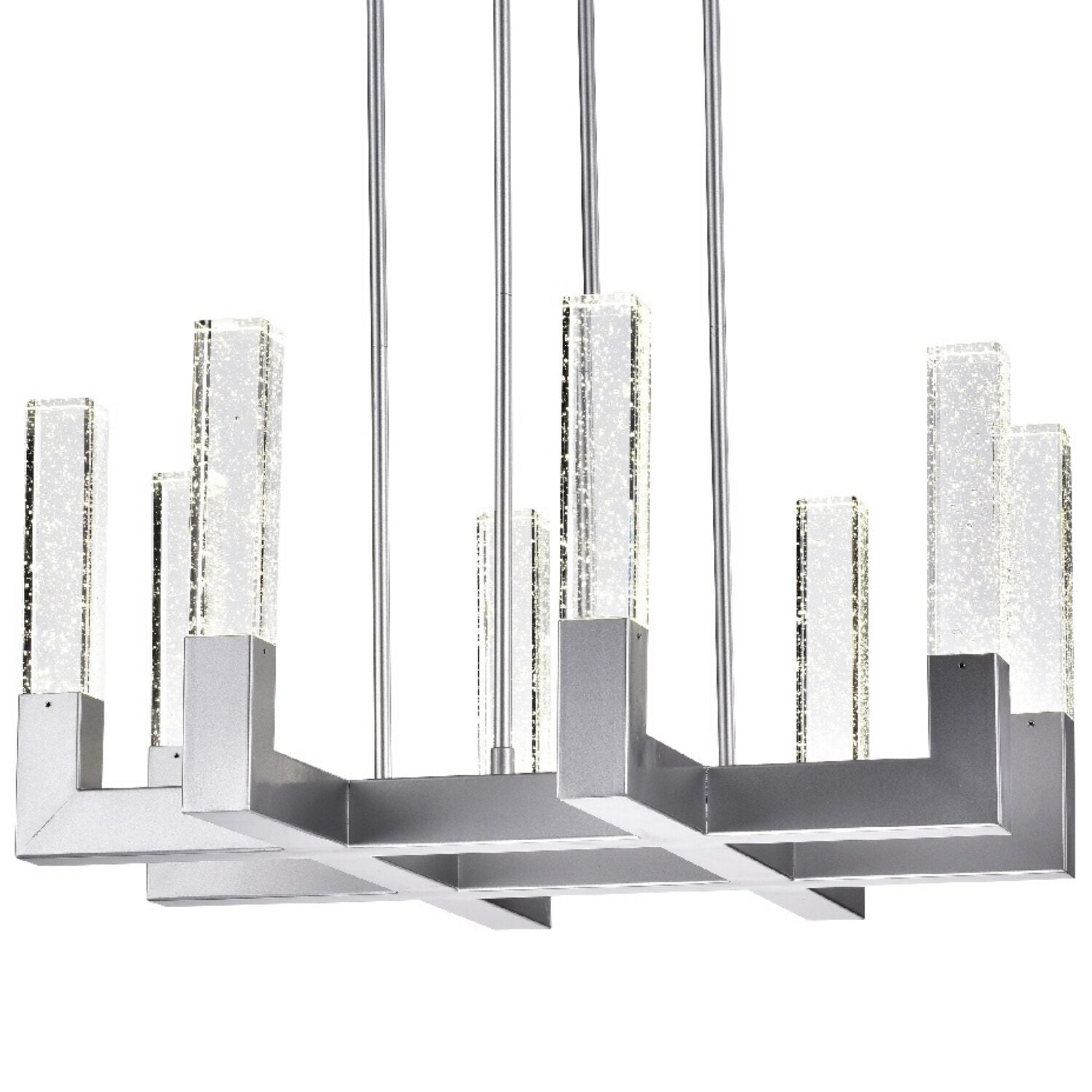 Lámpara de araña LED Dianyi de cristal cuadrada de 8 luces // Plata